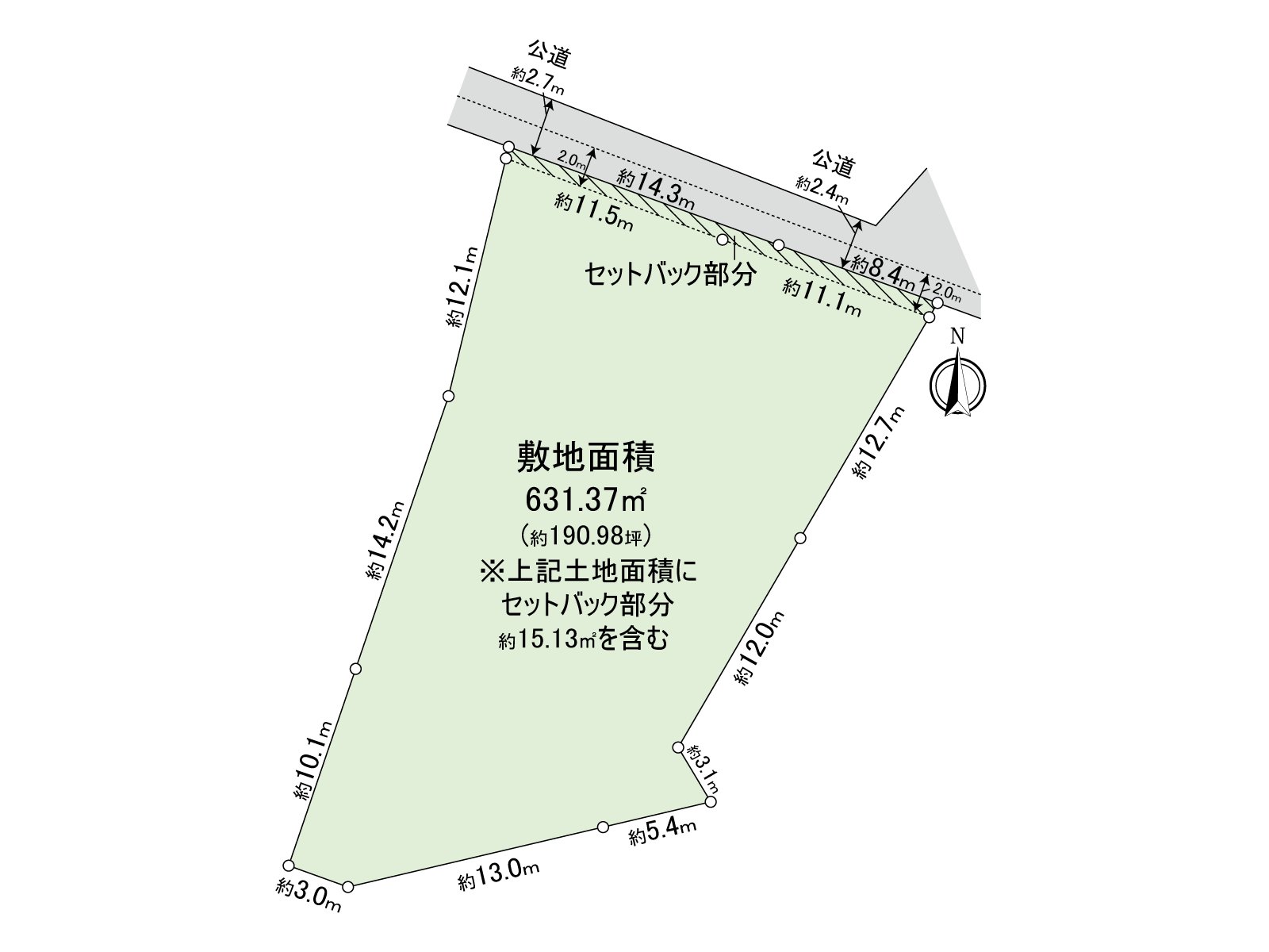 前面道路的幅员是东北一侧约2.4-约2.7m。每有舒适的用地面积，可以建筑物配置的灵活性高高广泛的制订计划。
