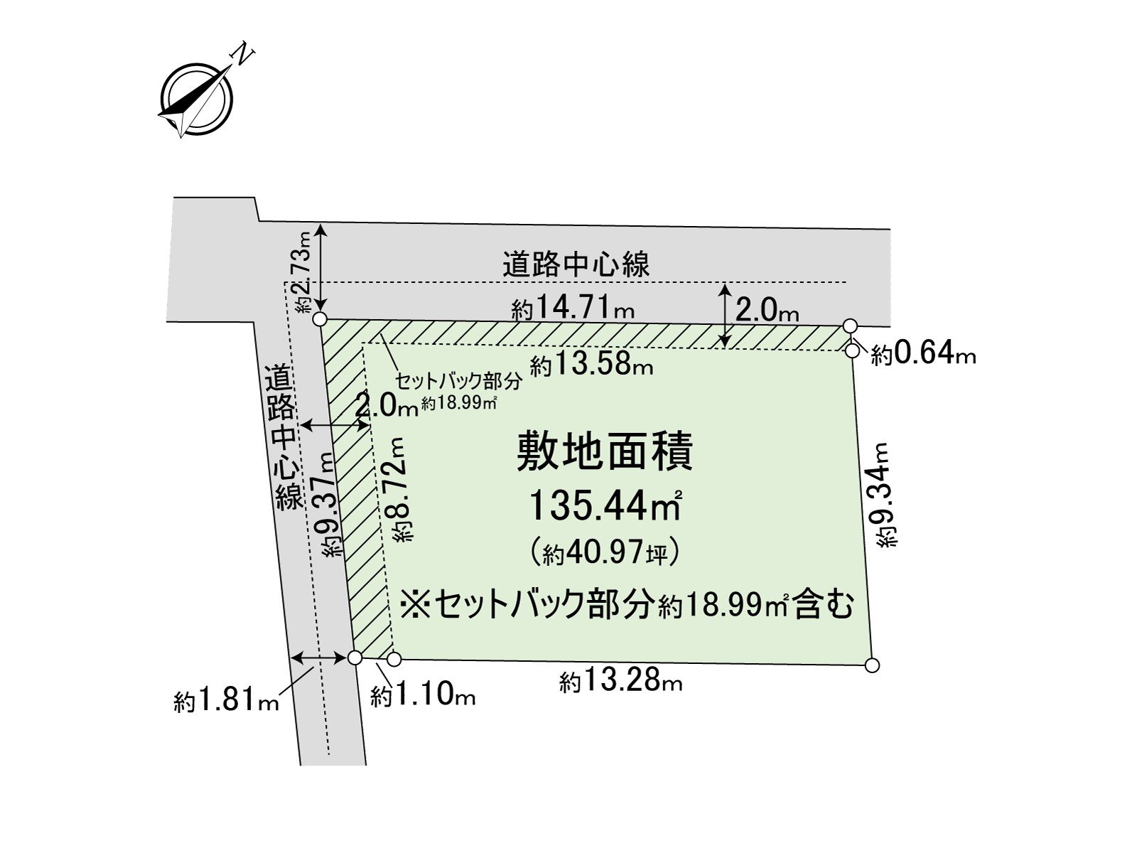 為西北一側、西南一側面向道路的角地，在陽光良好度是有開放感覺的位置。在亮的家的舒展地做的生活實現。