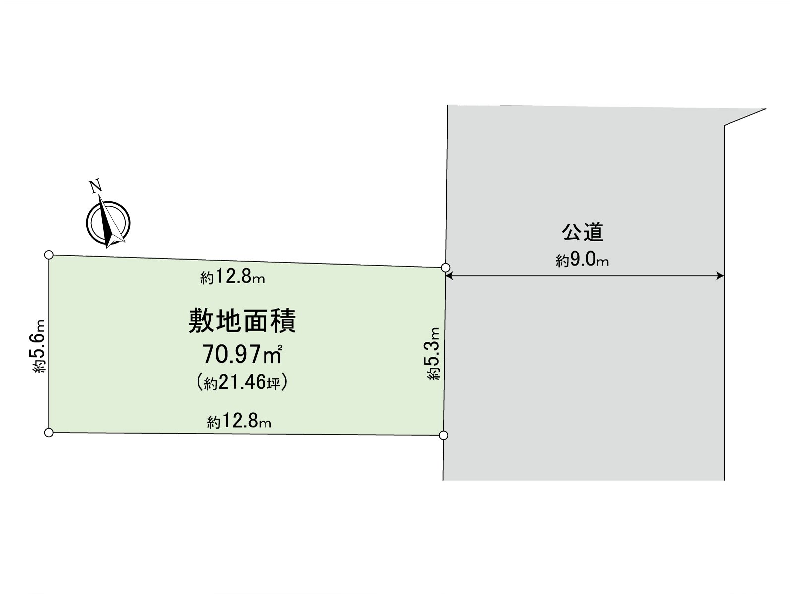 用地面积70.97平米(约21.46坪)，东南一侧前面道路正幅员约9.0m宽敞做。也能从发挥用地的形状的停车位领受讨论。