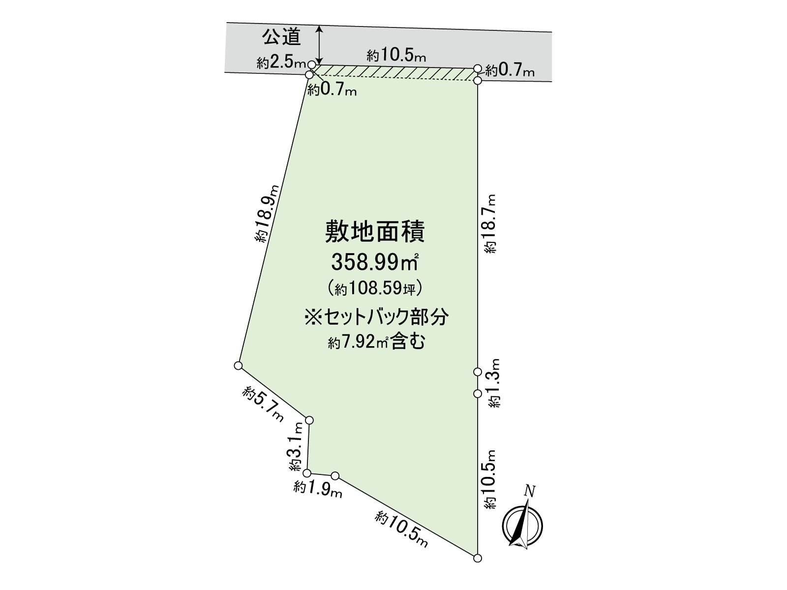 [地形图]土地面积：358.99平米(约108.59坪)/建筑面积比：40%/容积率：80%