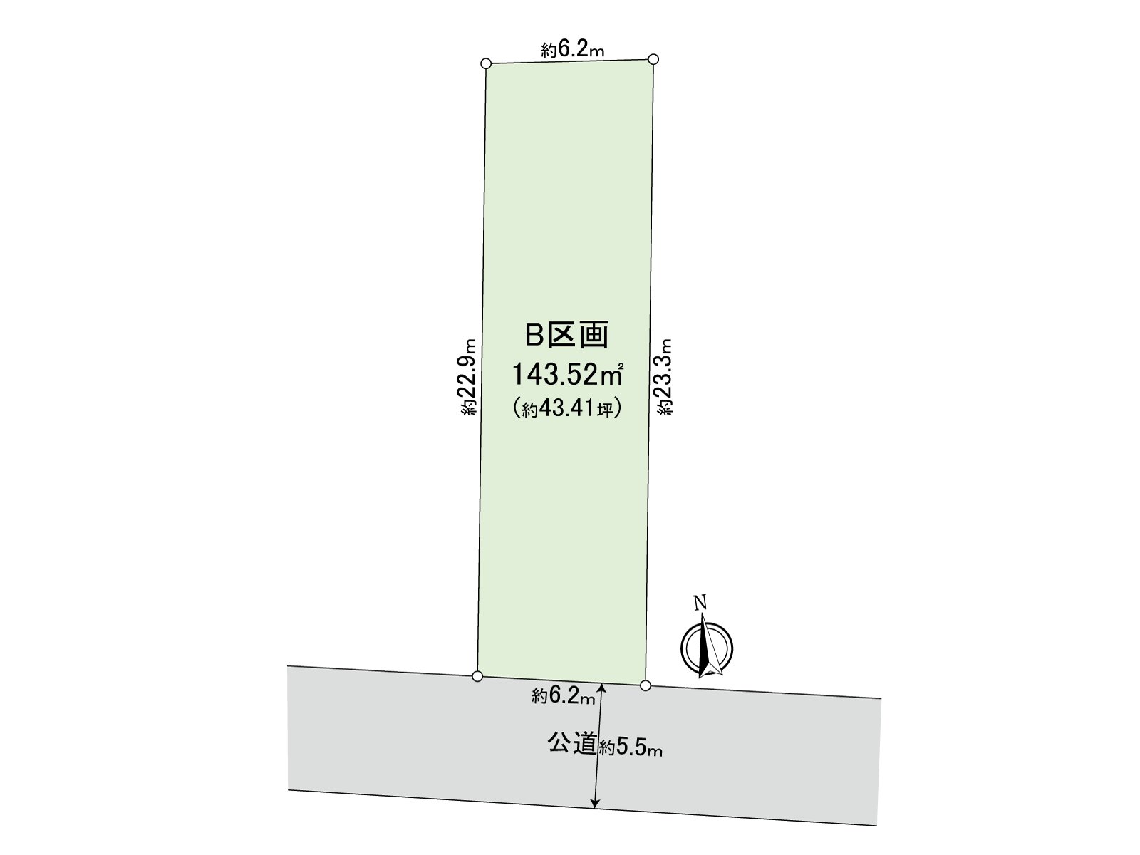土地面积：143.52平米(约43.41坪)/建筑面积比：50%/容积率：80%