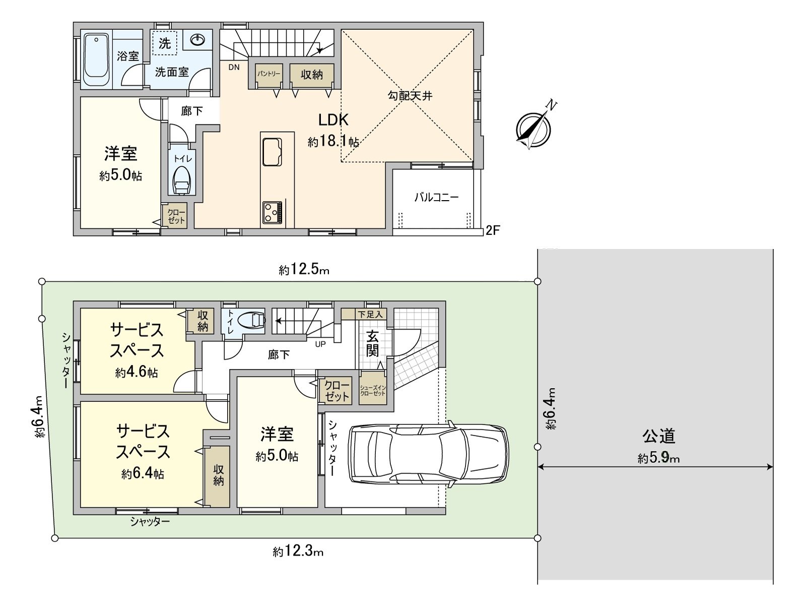 [房型图]土地面积：80.65平米(约24.39坪)/建筑面积：107.64平米(约32.56坪)/房型：2LDK+S*2