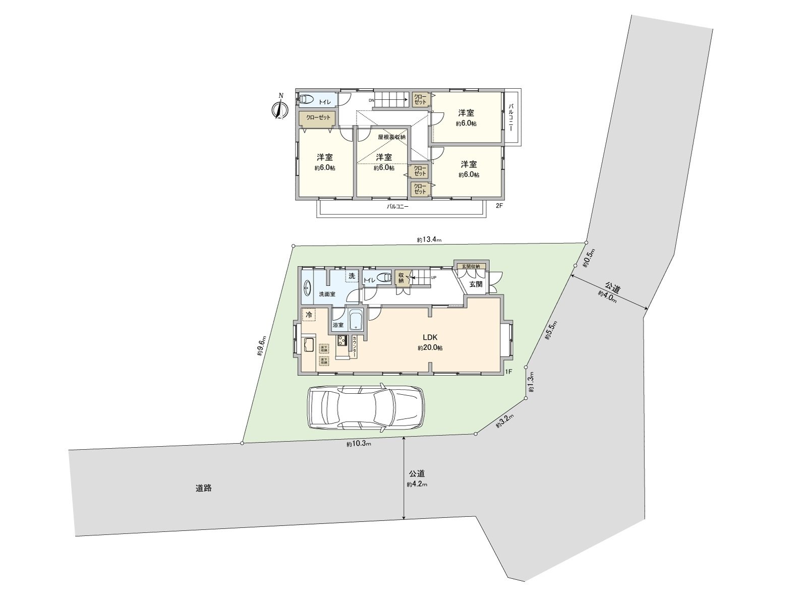 [房型图]土地面积：114.85平米(约34.74坪)/建筑面积：107.93平米(约32.64坪)/房型：4LDK
