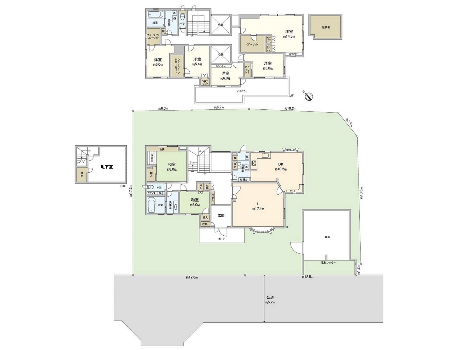 [房型图]土地面积：441.22平米(约133.46坪)/建筑面积：273.41平米(约82.71坪)/房型：7LDK