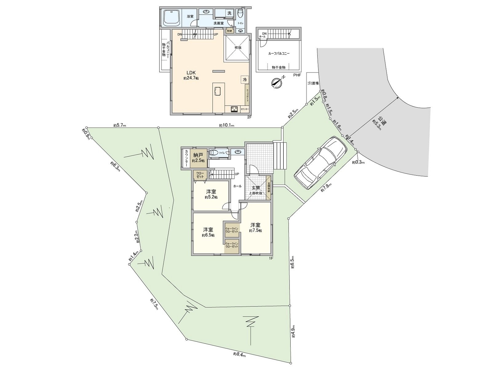 [房型图]土地面积：224.09平米(约73.83坪)/建筑面积：119.44平米(约36.13坪)/房型：4LDK