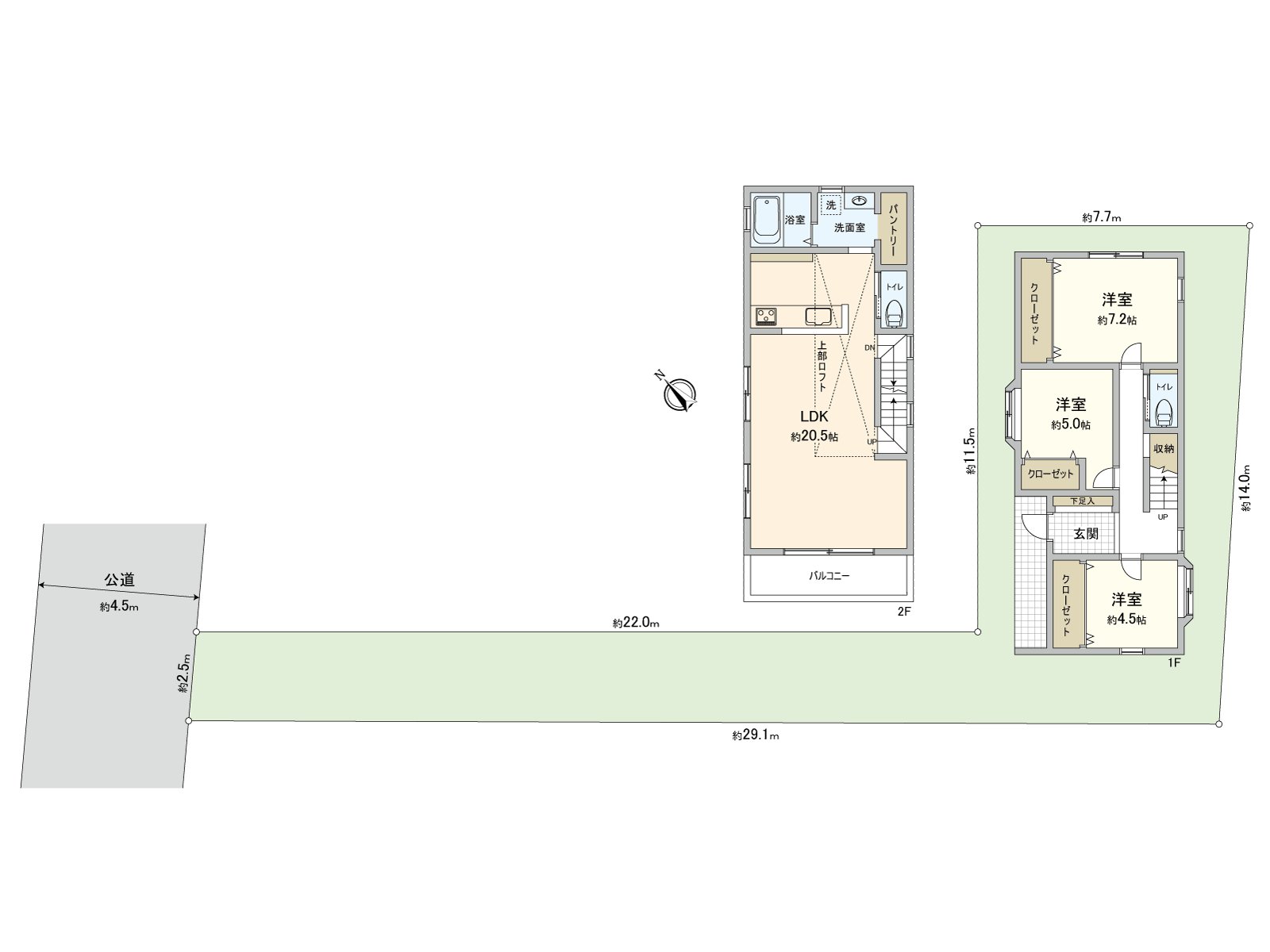 LDK被在2樓安置，是被考慮隱私的家。是能用存儲空間或者愛好空間等的各種各樣的用途靈活運用的有閣樓。