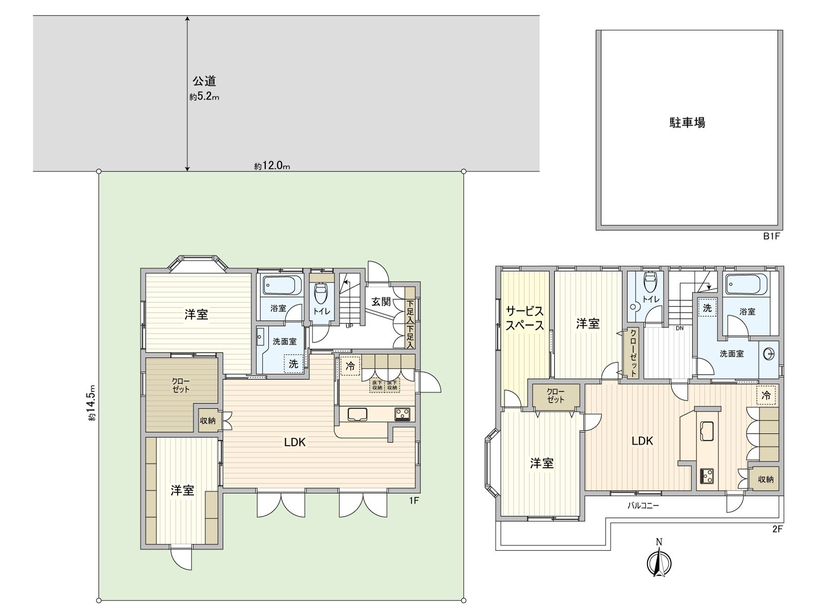 Storage space is an address established abundantly. As Facilities is made for 1st and 2nd floor, LDK and a place equipped with a water supply are recommended as a duplex house.