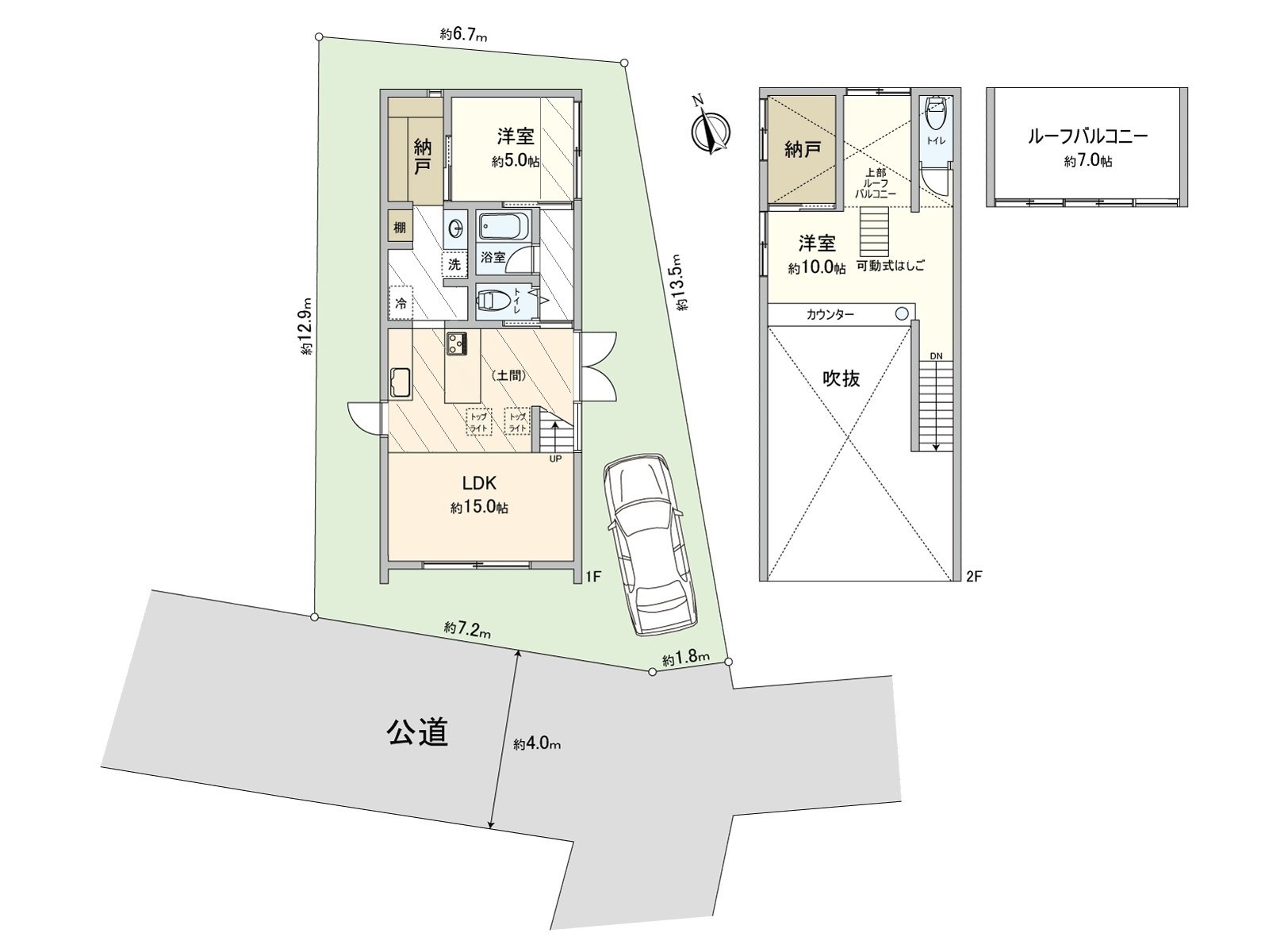 [floor plan] Land area: 103.23 square meters (about 31.22 tsubo) of/total floor area: 77.07 square meters (about 23.31 tsubo) of/Plan: 2LDK
