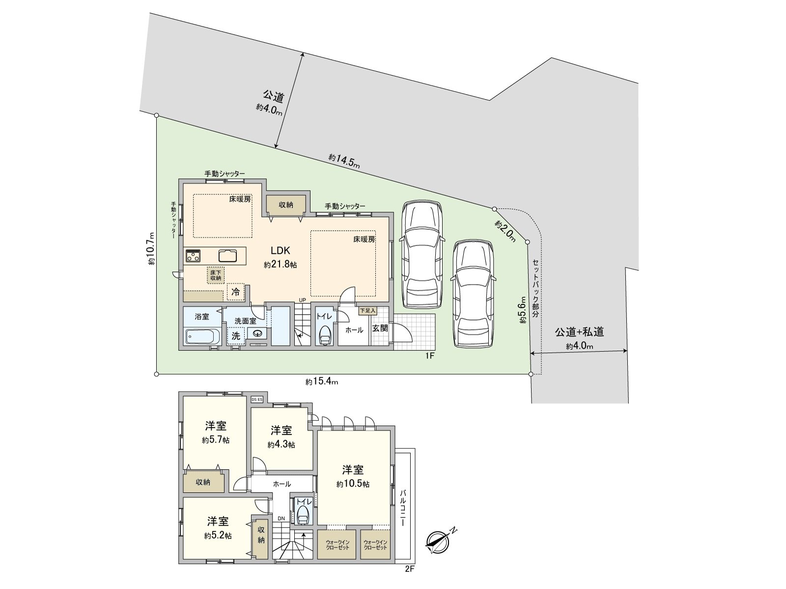 [floor plan] Land area: 135.18 square meters (about 40.89 tsubo) of/total floor area: 107.02 square meters (about 32.37 tsubo) of/Plan: 4LDK