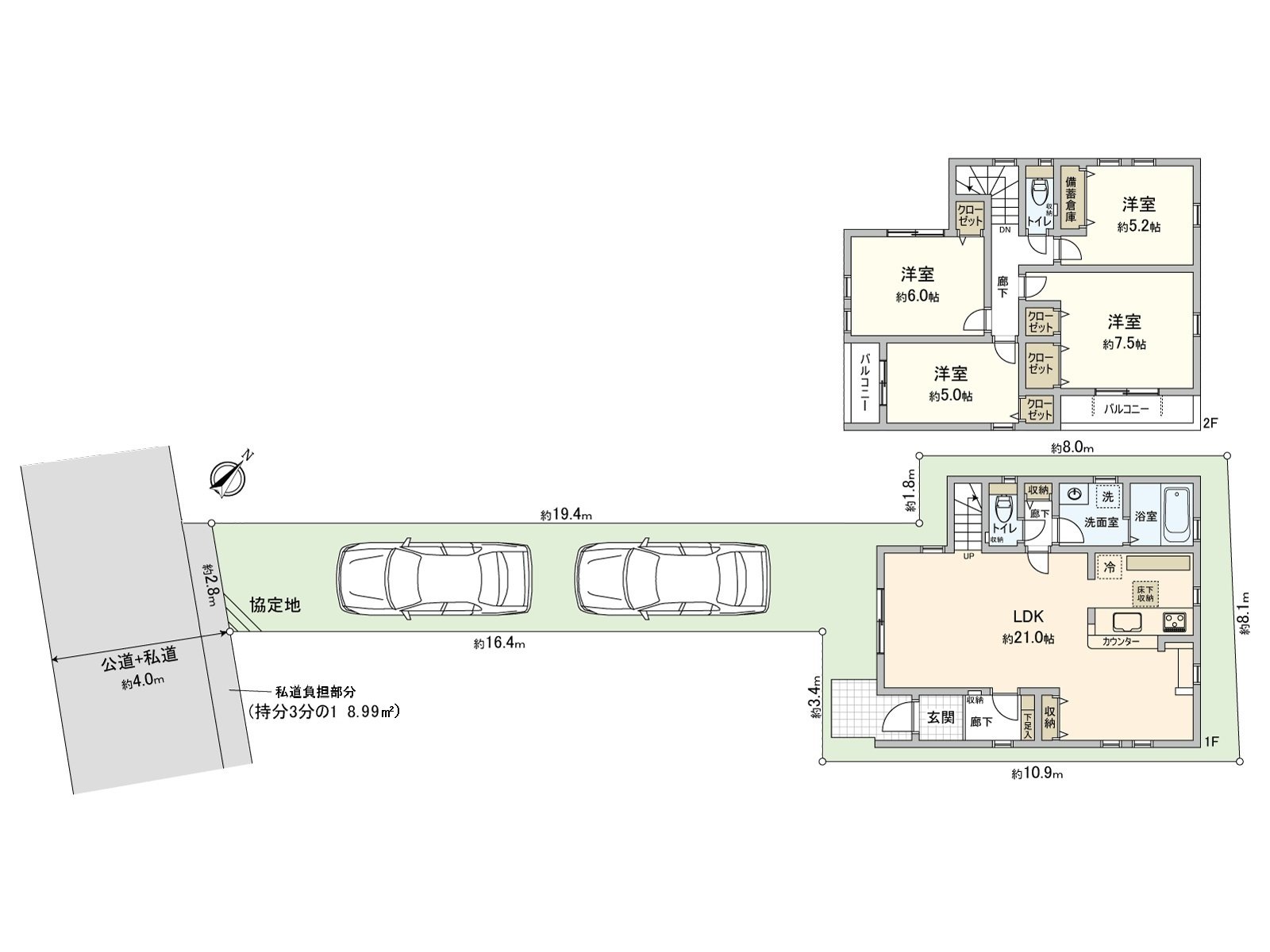 [房型图]土地面积：130.16平米(约39.37坪)/建筑面积：105.16平米(约31.81坪)/房型：4LDK