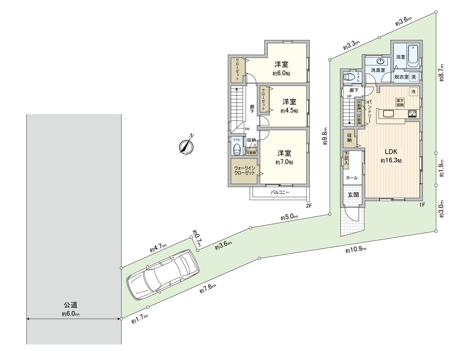 [房型图]土地面积：114.03平米(约34.49坪)/建筑面积：90.05平米(约27.24坪)/房型：3LDK