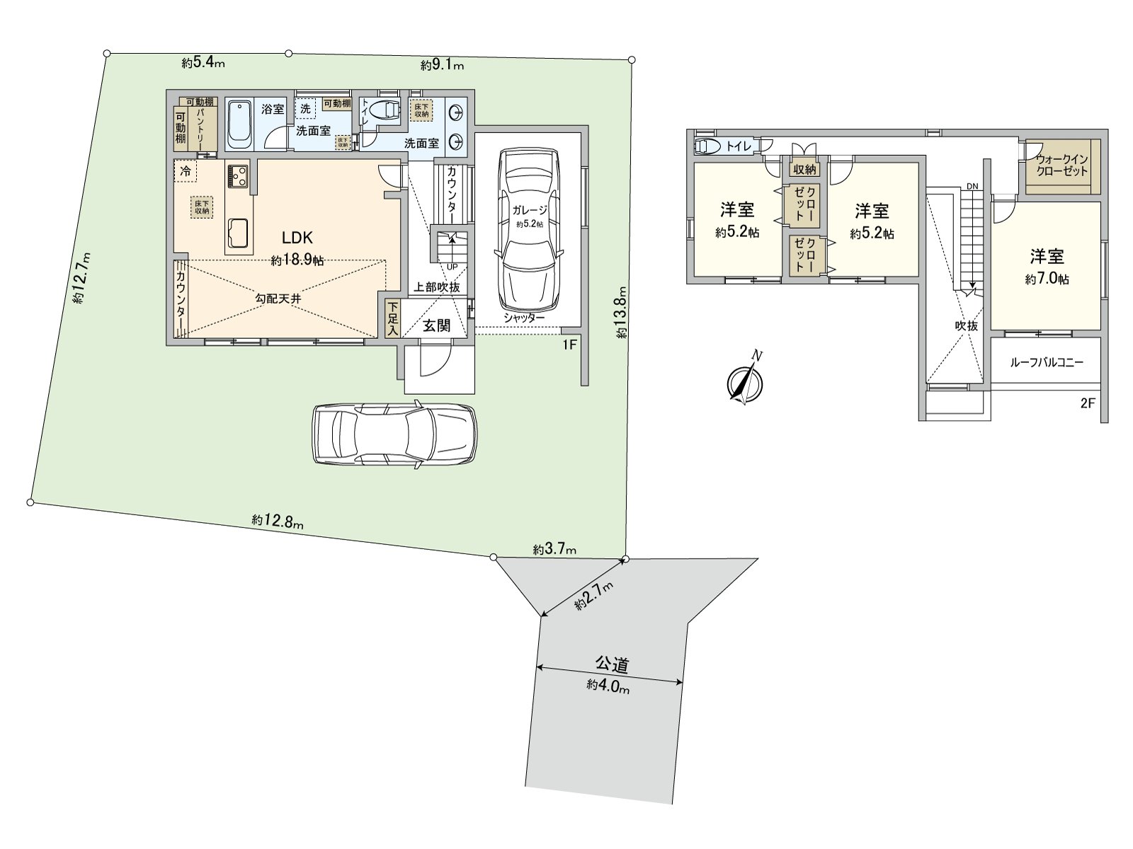 [房型图]土地面积：209.94平米(约63.50坪)/建筑面积：126.69平米(约38.32坪)/房型：3LDK