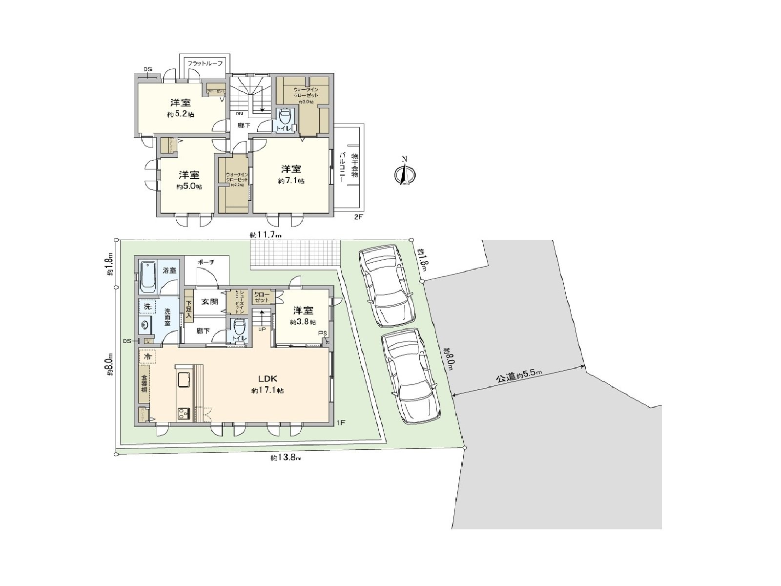 [房型图]土地面积：125.15平米(约37.85坪)/建筑面积：97.08平米(约29.36坪)/房型：4LDK