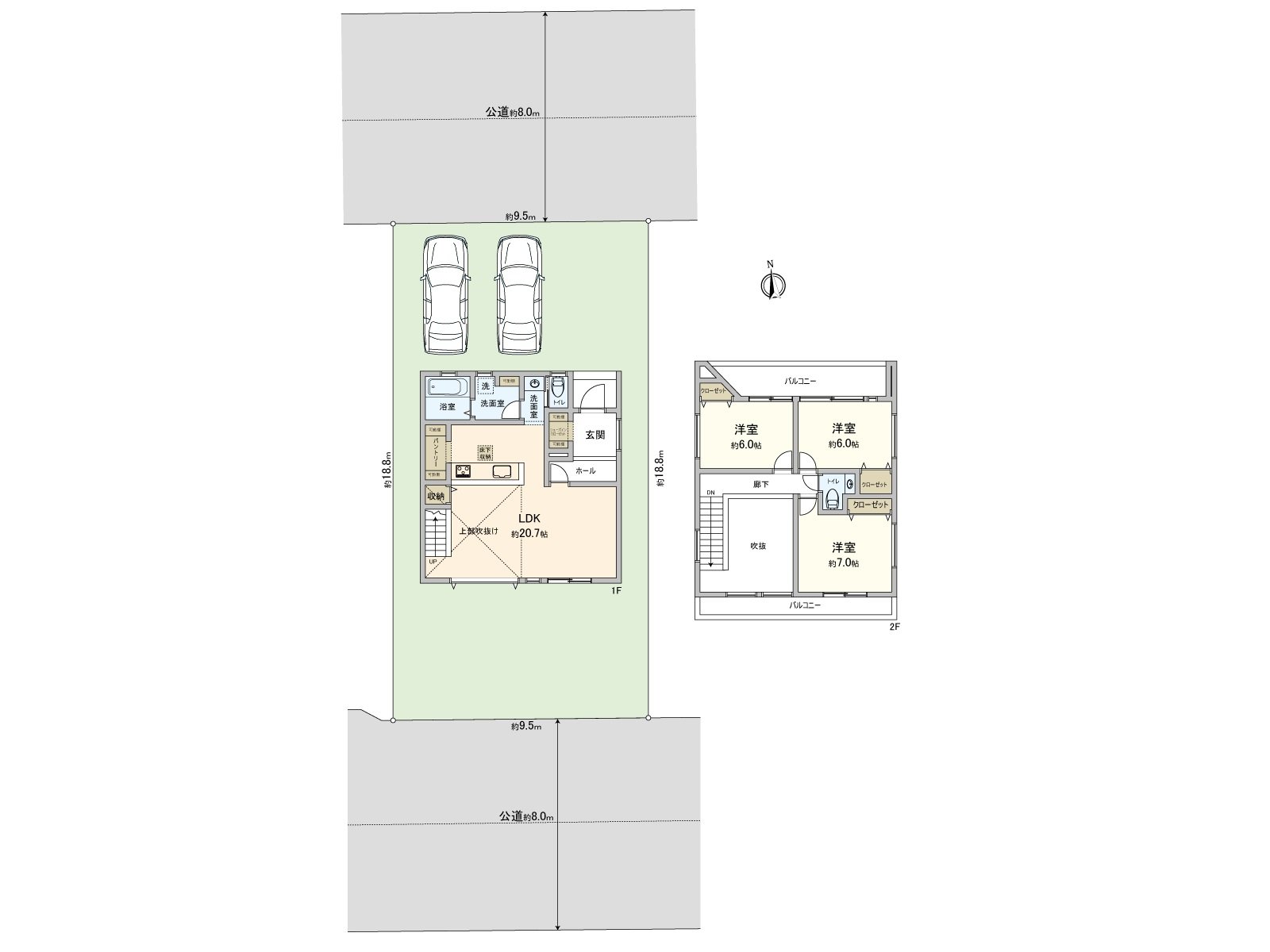 [floor plan] Land area: 108.19 square meters (about 54.50 tsubo) of/total floor area: 106.13 square meters (about 32.10 tsubo) of/Plan: 3LDK