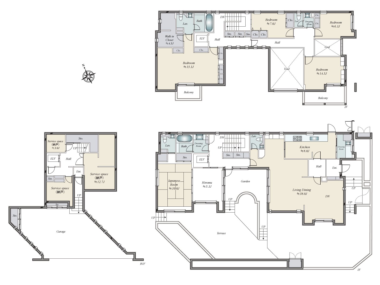 包括储藏室以及步入式衣帽间在内的丰富的收藏被准备的家。超过6张塌塌米全居室的面积被确保，很充裕。