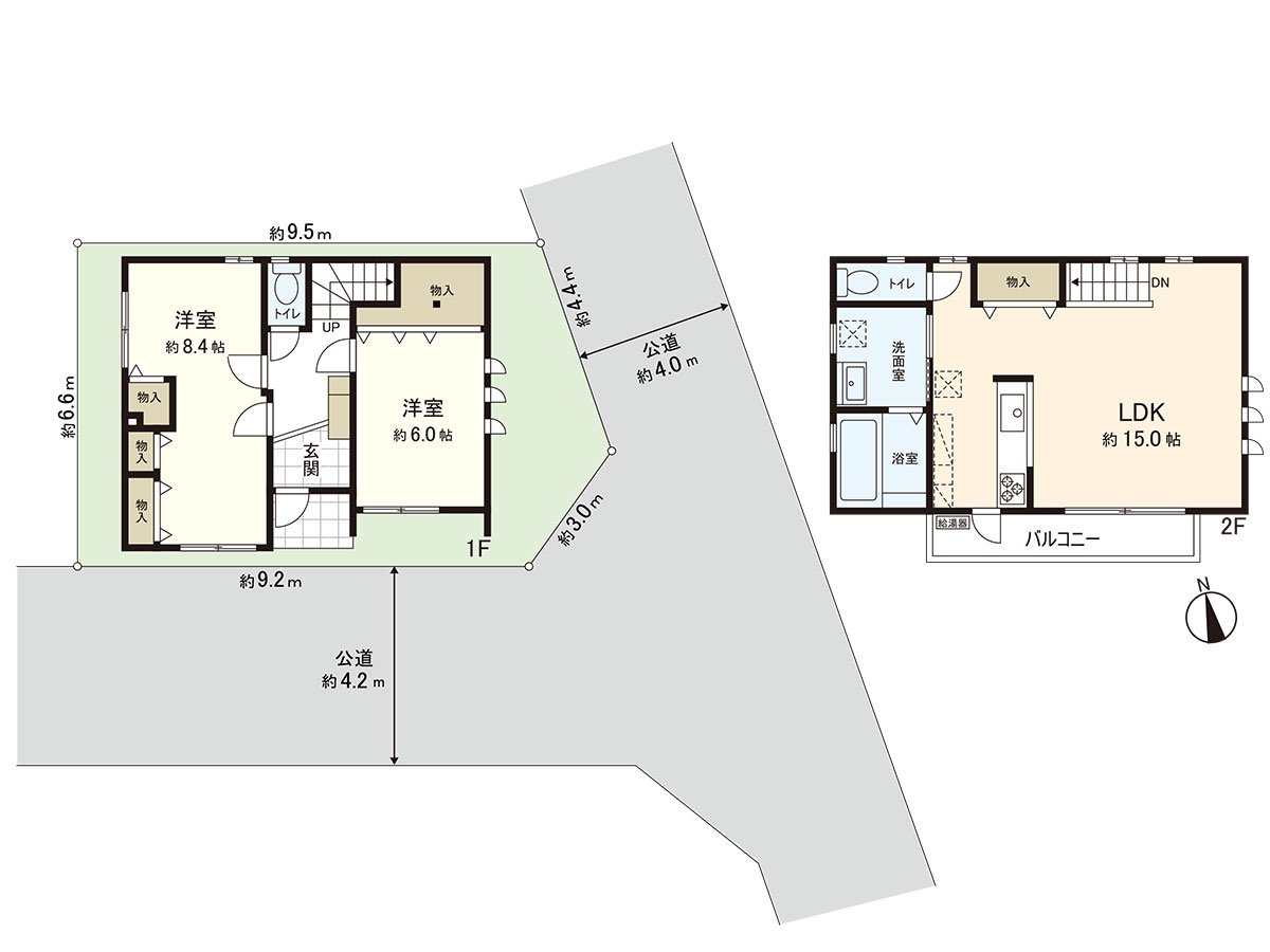 是能有效活用超過6張塌塌米全居室，存儲空間被設立的居住空間的家。南側有陽台，陽的旋律充分進入。