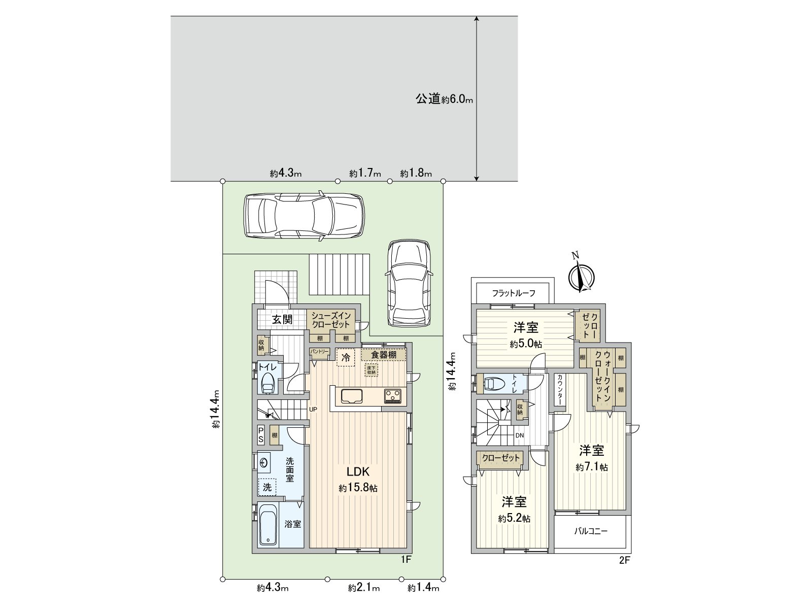 [Floor plan] Land area: 115.5 square meters (about 34.93 tsubo) of/Total floor area: 86.94 square meters (about 26.29 tsubo) of/Plan: 3LDK