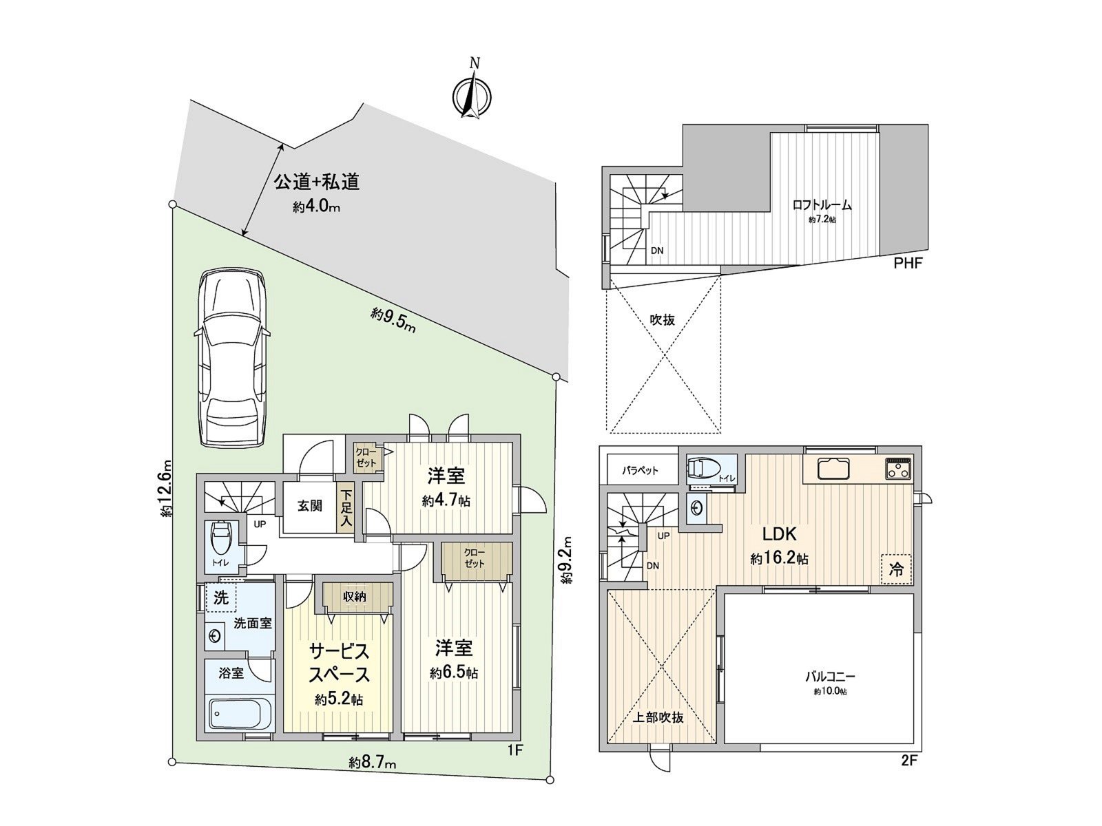[floor plan] Land area: 96.10 square meters (about 29.07 tsubo) of/total floor area: 78.04 square meters (about 23.60 tsubo) of/Plan: 2SLDK