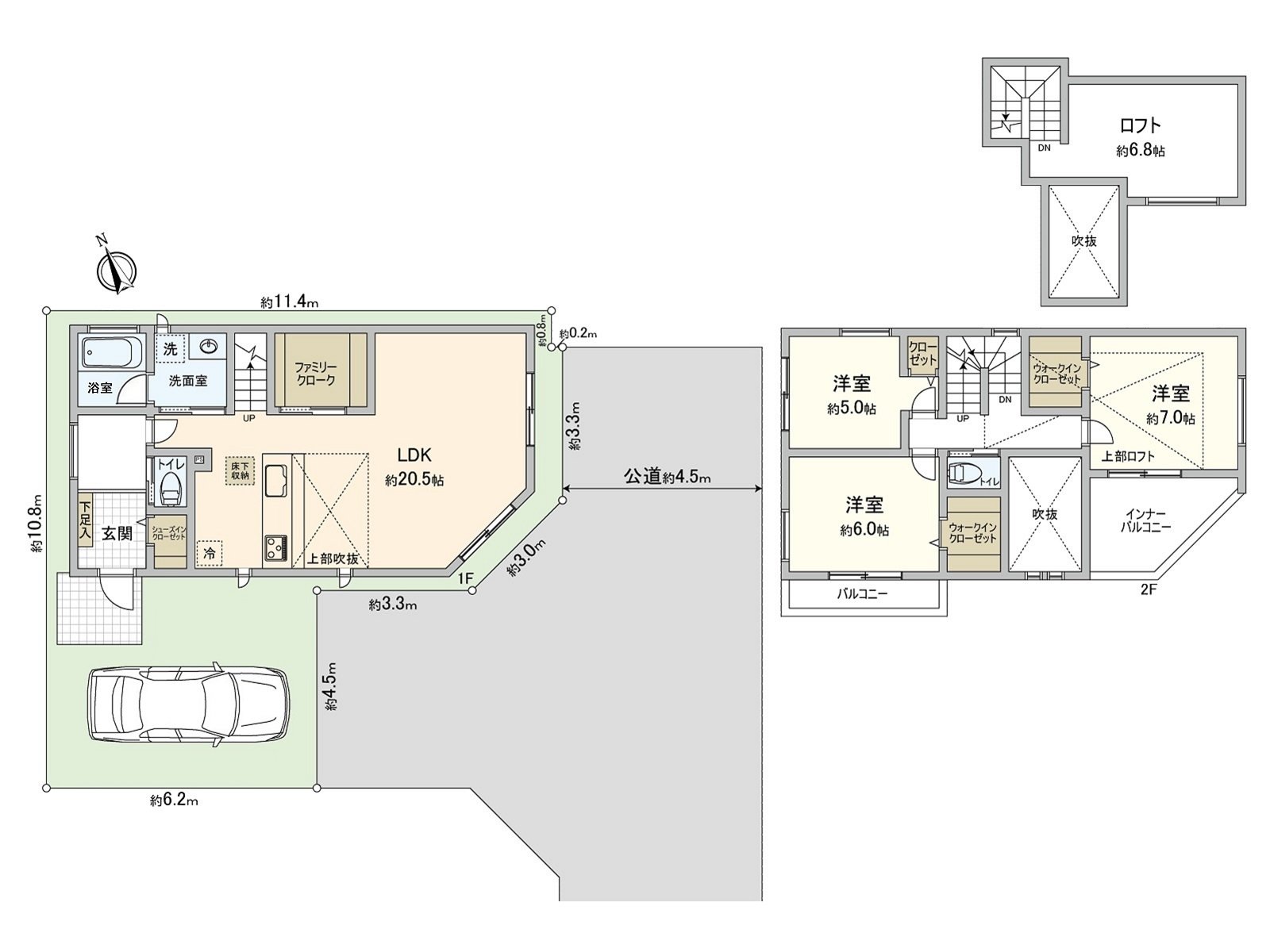 [平面圖]土地面積：100.09平方公尺(約30.27坪)/建築面積：99.36平方公尺(約30.05坪)/房型：3LDK