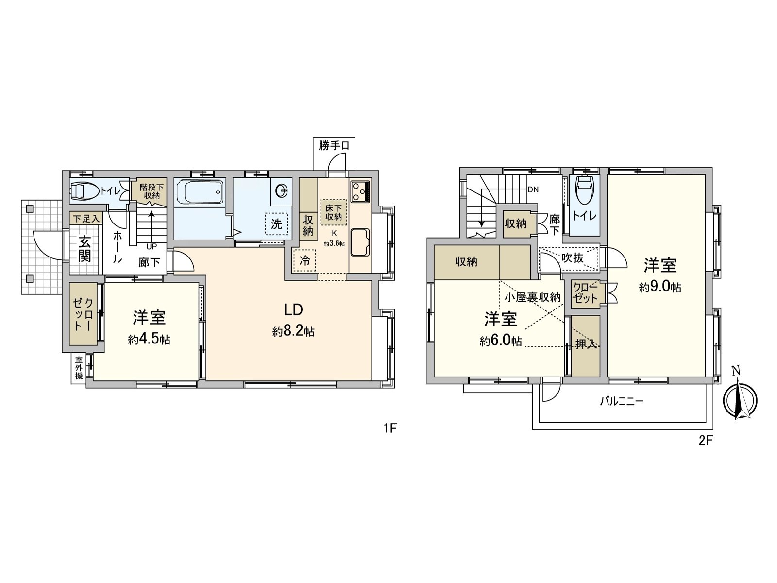 Each Western-style room is provided with storing. In addition, there is storing in floor lower storing and stairs bottom, the corridor of the kitchen and seems to be able to keep house space clearly.