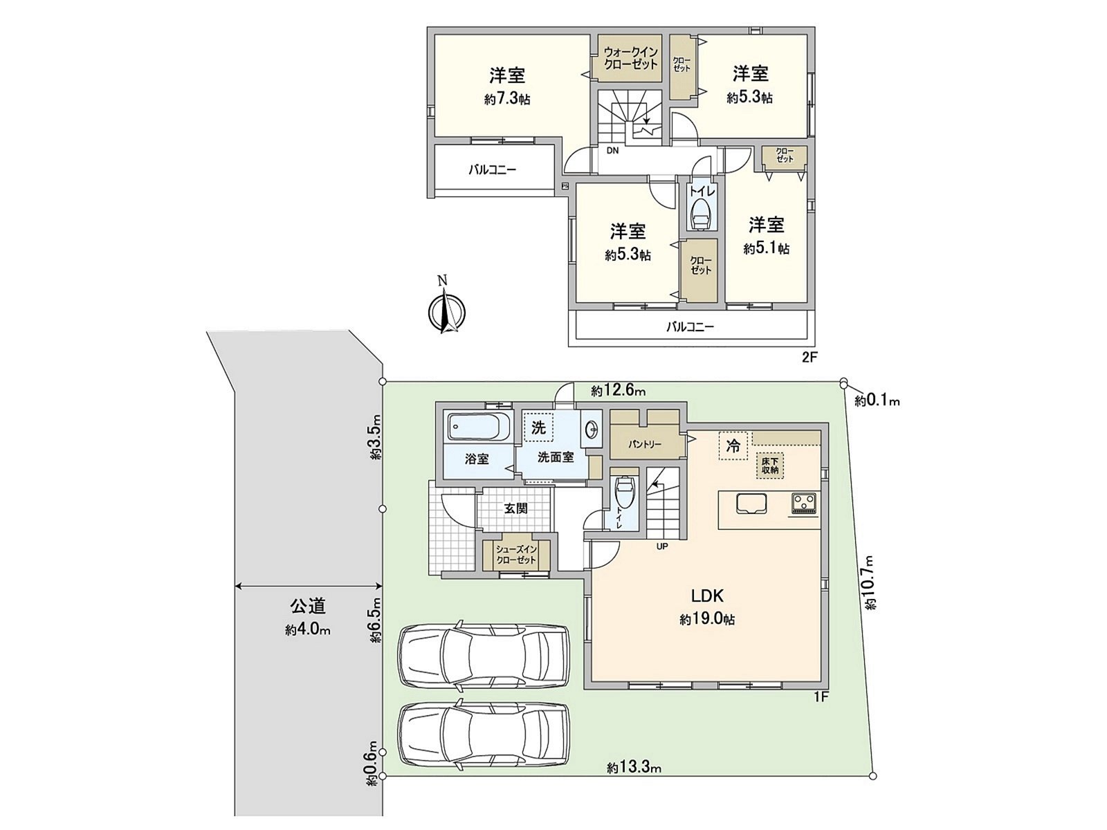 [Floor plan] Land area: 139.4 square meters (about 42.16 tsubo) of/Total floor area: 102.46 square meters (about 30.99 tsubo) of/Plan: 4LDK