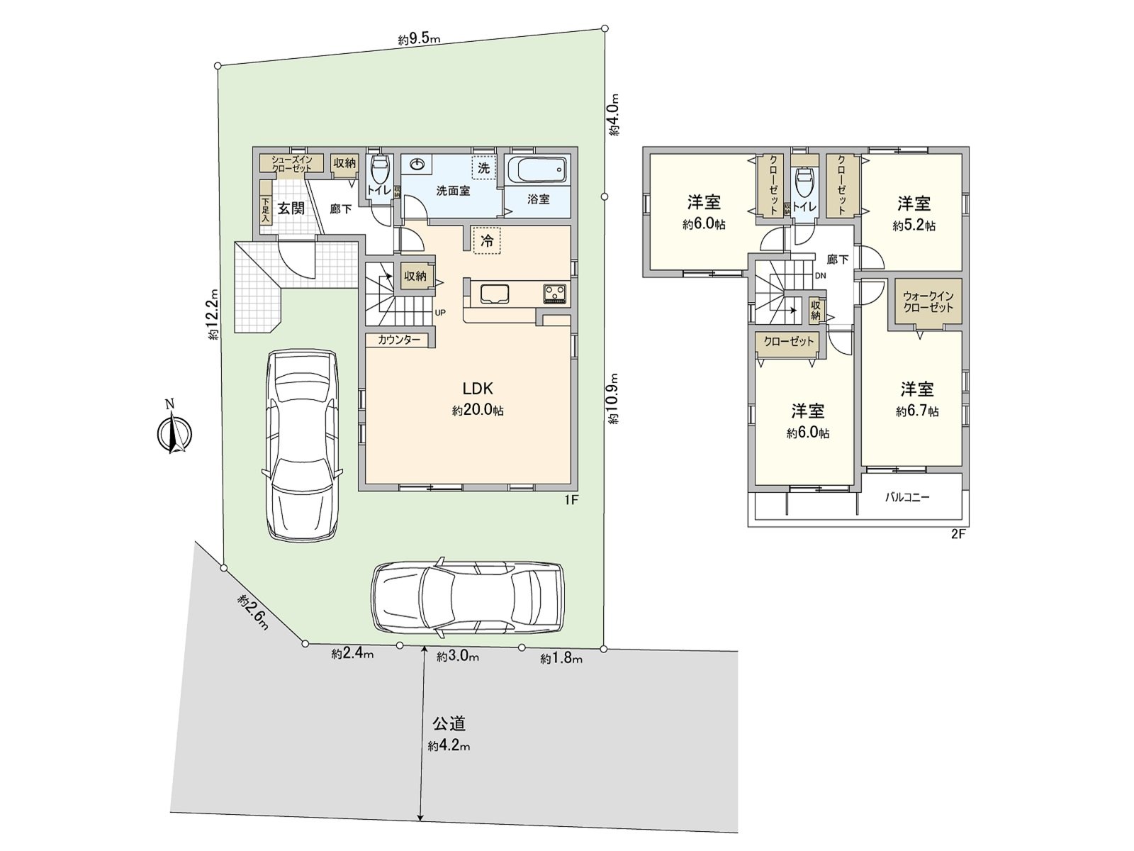 [房型图]土地面积：135.41平米(约40.96坪)/建筑面积：108.06平米(约32.68坪)/房型：4LDK
