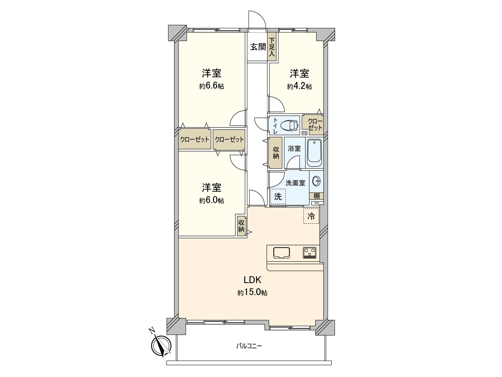 [房型图]实际使用面积：76.17平米(约23.04坪)/房型：3LDK