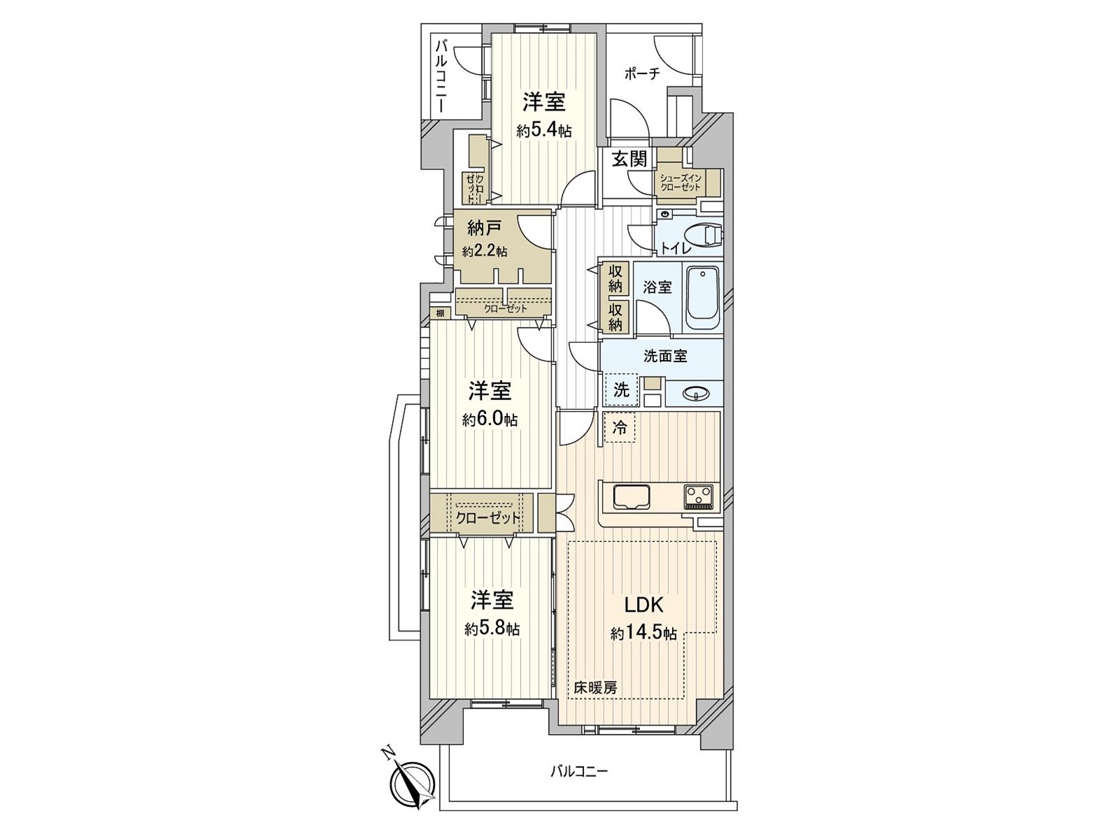 [floor plan] Exclusive area: 79.73 square meters (about 24.11 tsubo) of/Plan: 3LDK
