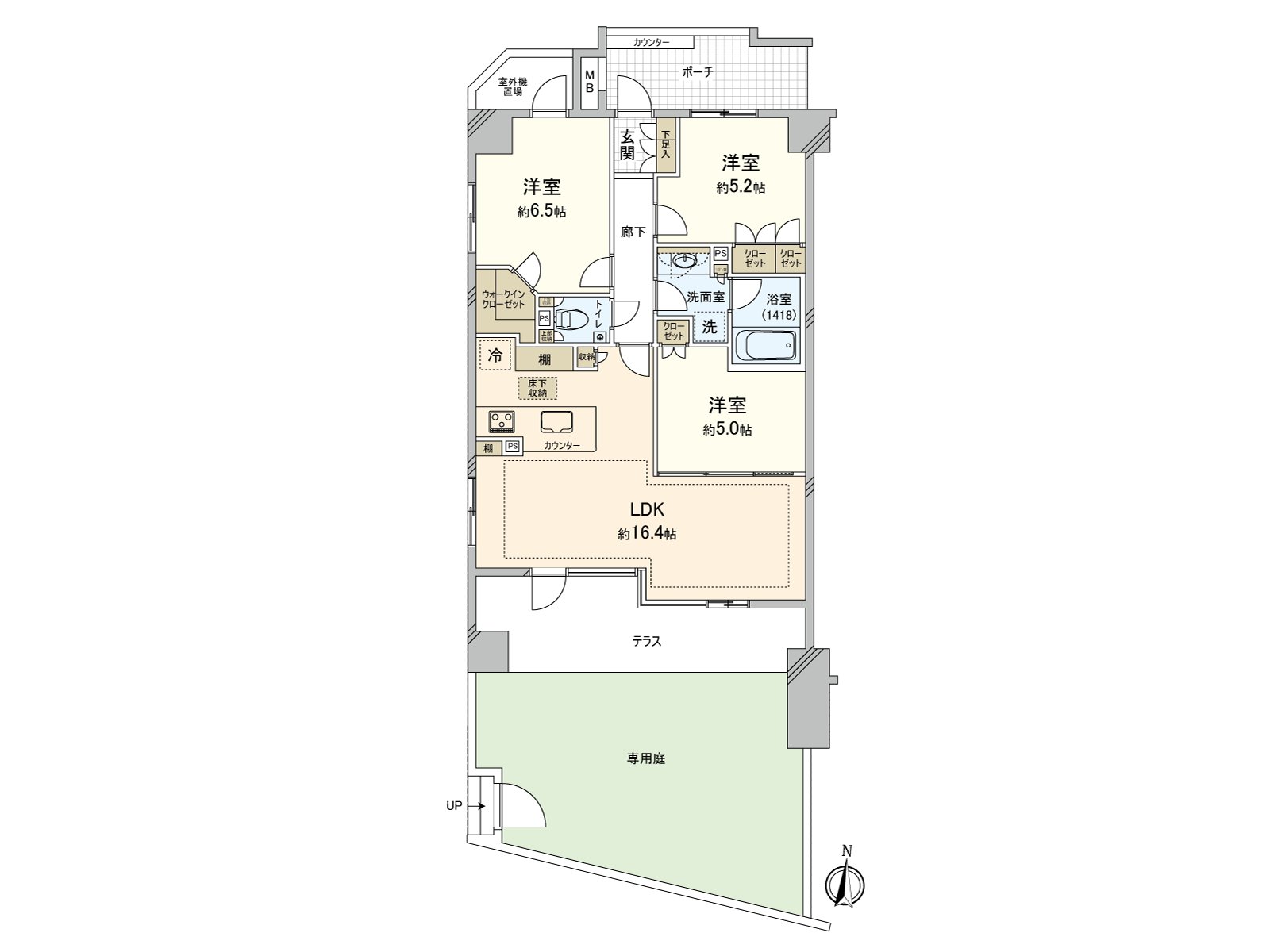 能在开放性的专用Terrace和院子享受私人的时间的住戸。收纳被到处为步入式衣帽间设定。