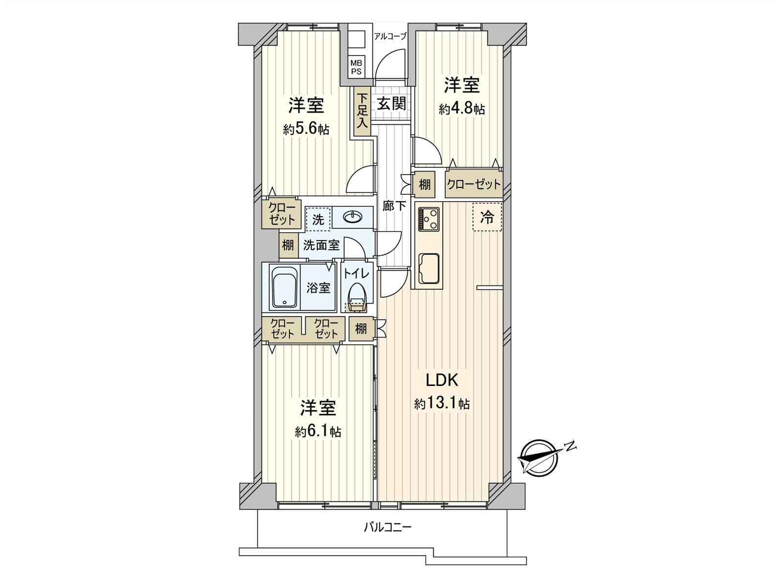 [房型图]实际使用面积：67.62平米(约20.45坪)/房型：3LDK