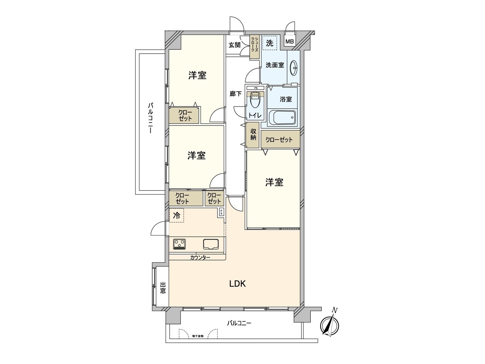 [平面圖]私人使用面積：78.12平方公尺(約23.63坪)/房型：3LDK