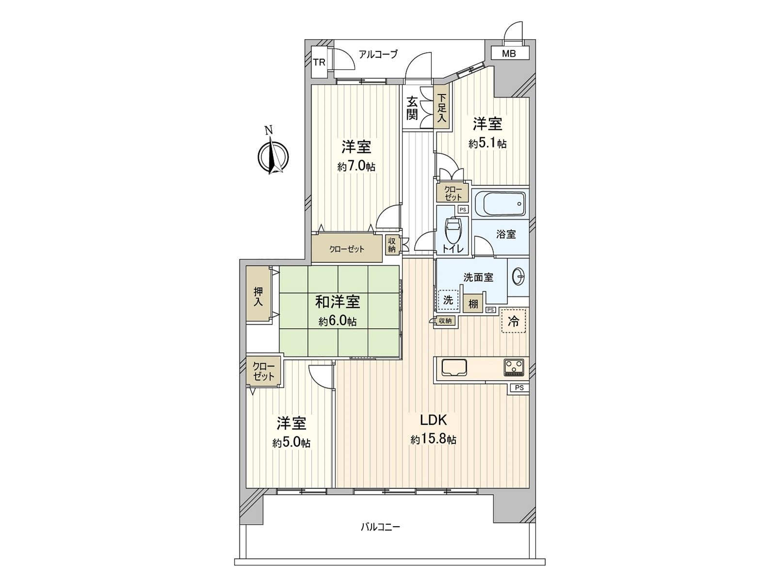 [floor plan] Exclusive area: 84.42 square meters (about 25.53 tsubo) of/Plan: 4LDK