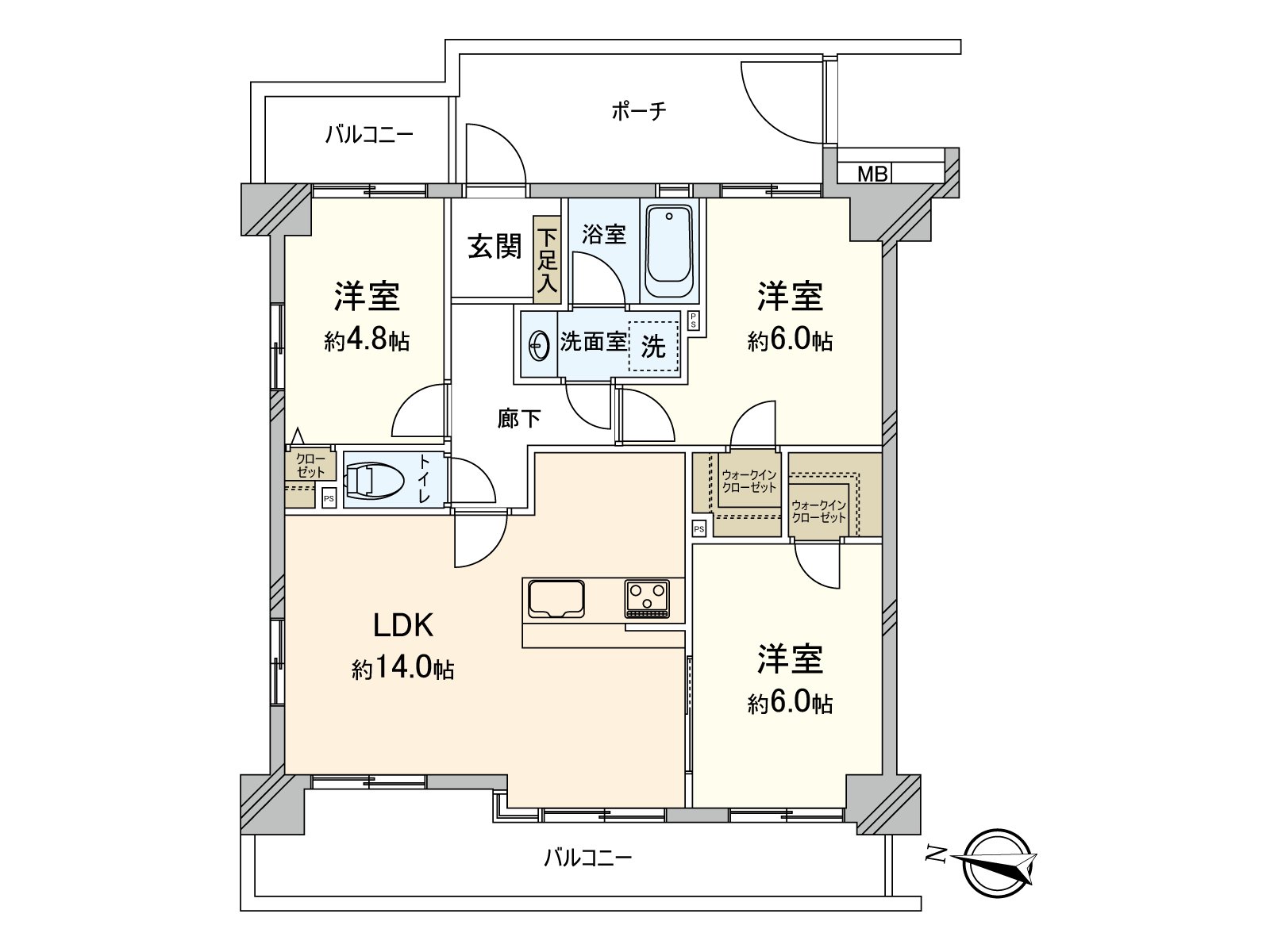 [floor plan] Exclusive area: 66.86 square meters (about 20.22 tsubo) of/Plan: 3LDK