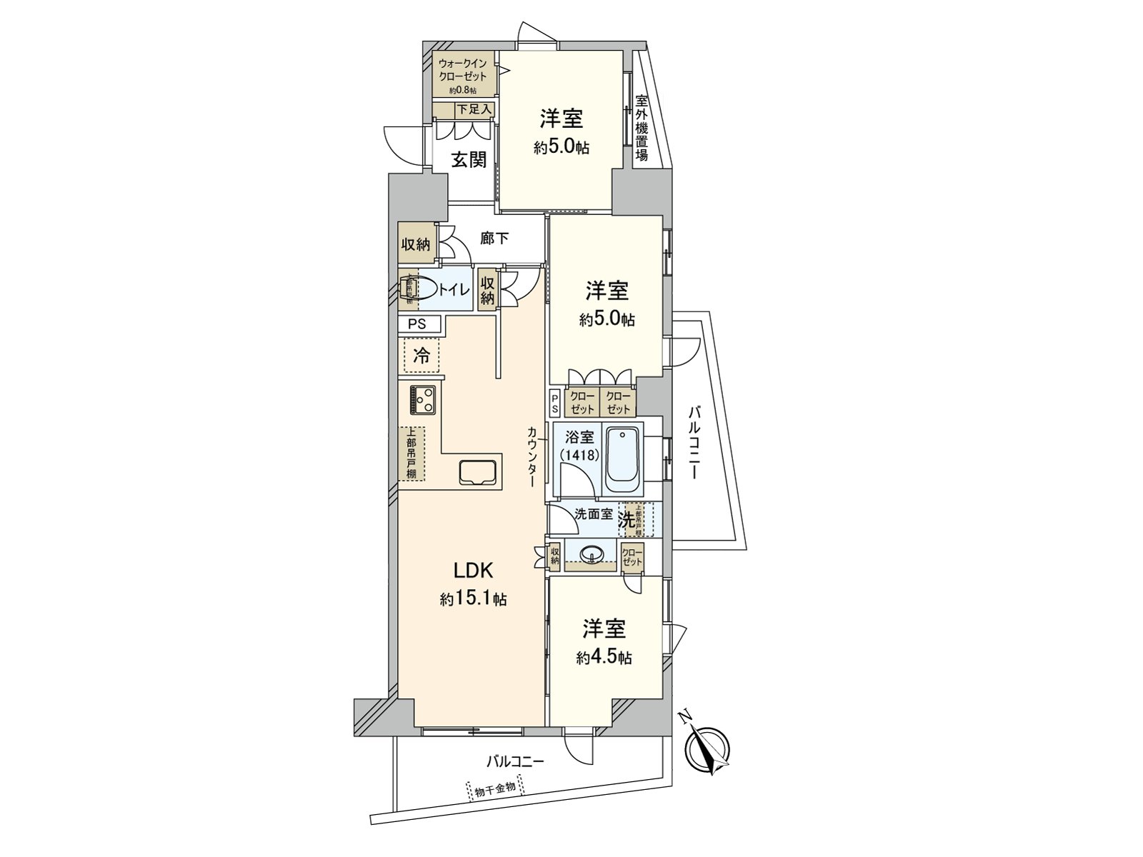 [floor plan] Exclusive area: 66.76 square meters (about 20.19 tsubo) of/Plan: 3LDK