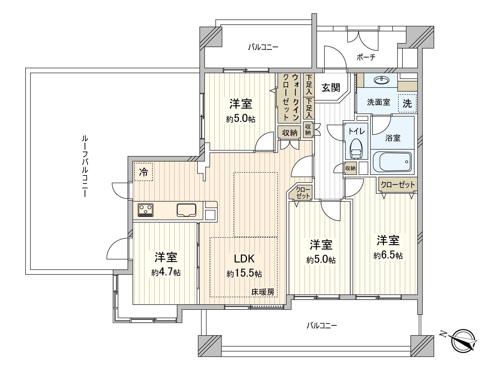 [floor plan] Exclusive area: 81.41 square meters (about 24.62 tsubo) of/Plan: 4LDK