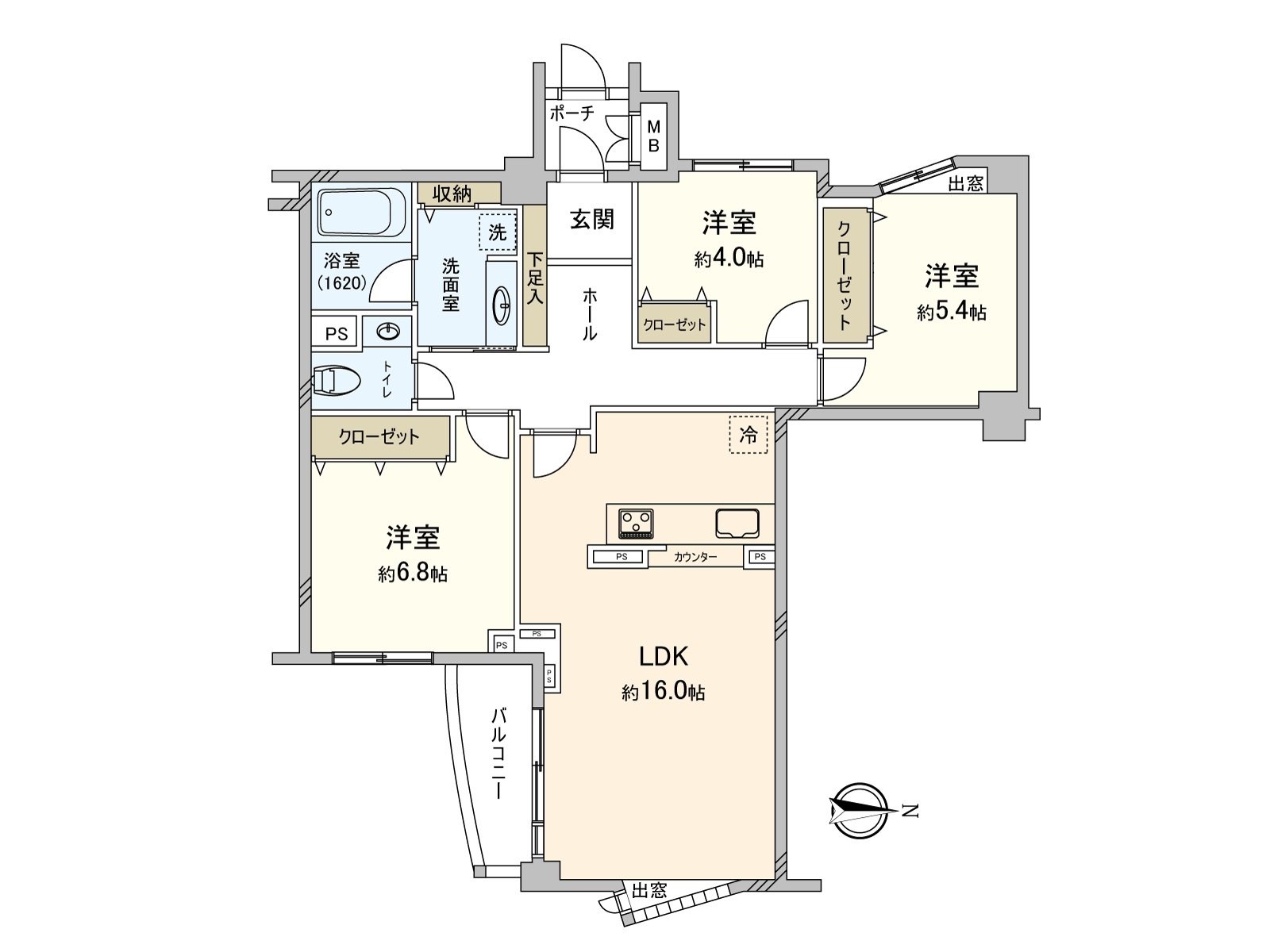 [平面圖]私人使用面積：87.36平方公尺(約26.42坪)/房型：3LDK