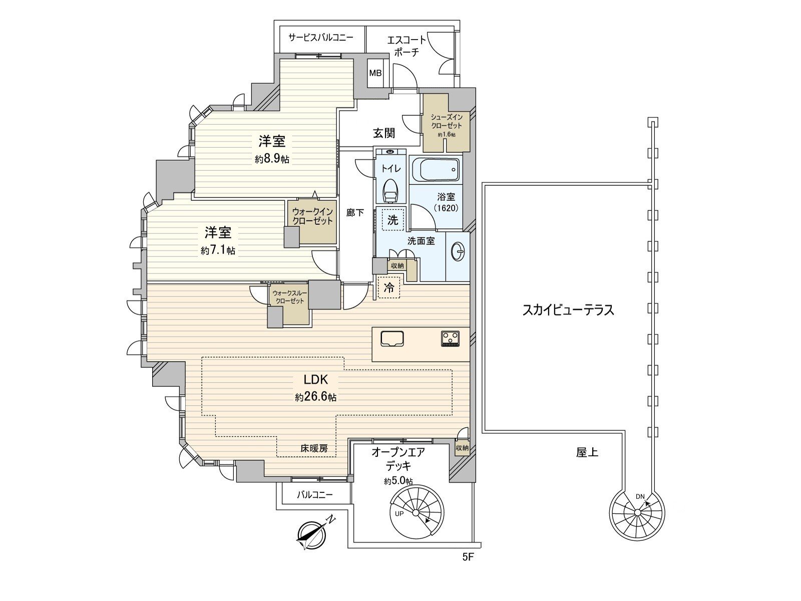 [平面圖]私人使用面積：94.83平方公尺(約28.68坪)/房型：2LDK