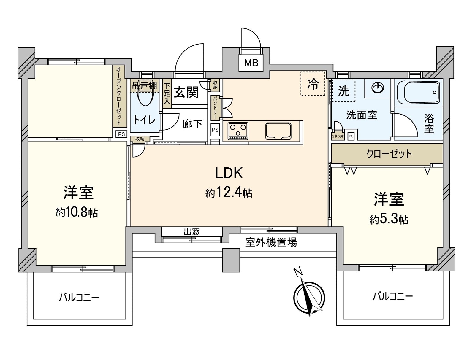 [floor plan] Exclusive area: 58.80 square meters (about 17.78 tsubo) of/Plan: 2LDK