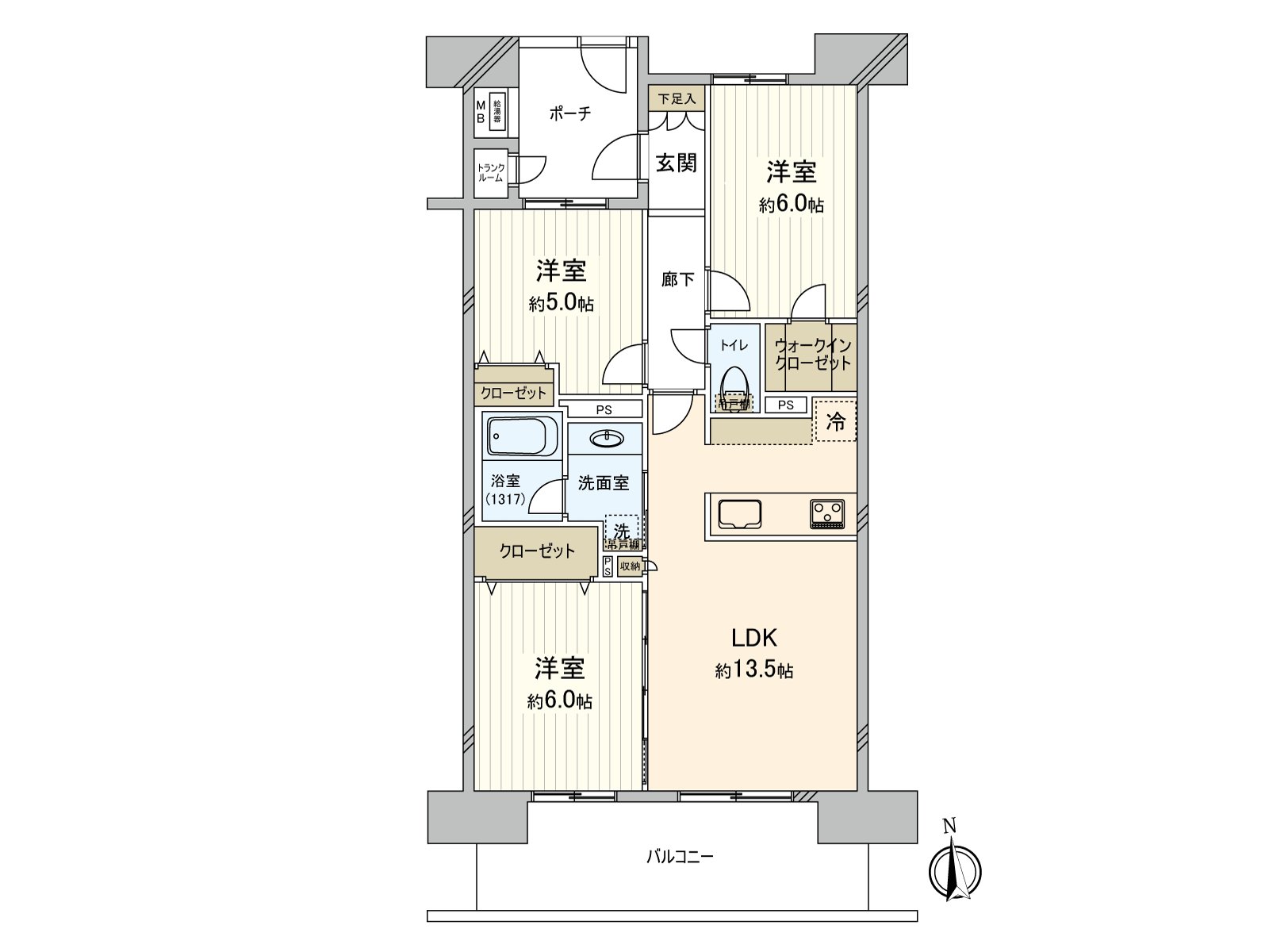 [floor plan] Exclusive area: 67.55 square meters (about 20.43 tsubo) of/Plan: 3LDK