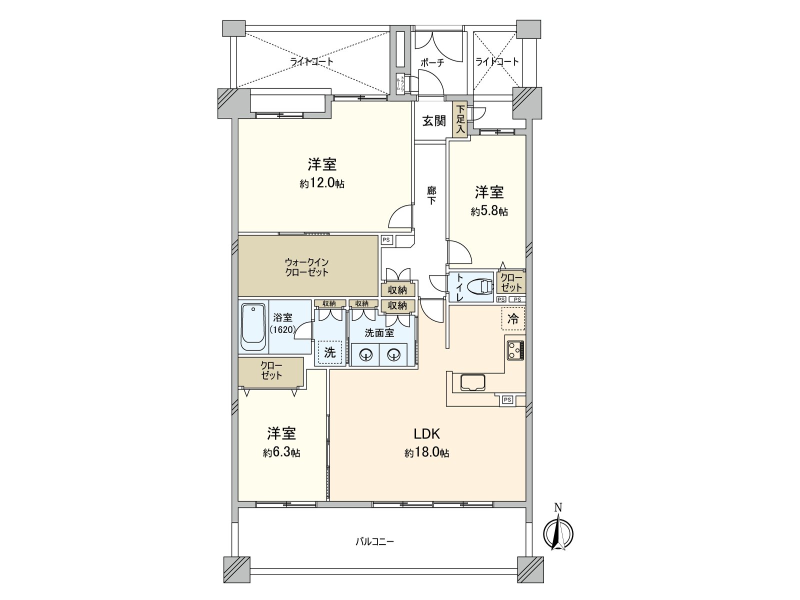 [floor plan] Exclusive area: 100.26 square meters (about 30.32 tsubo) of/Plan: 3LDK