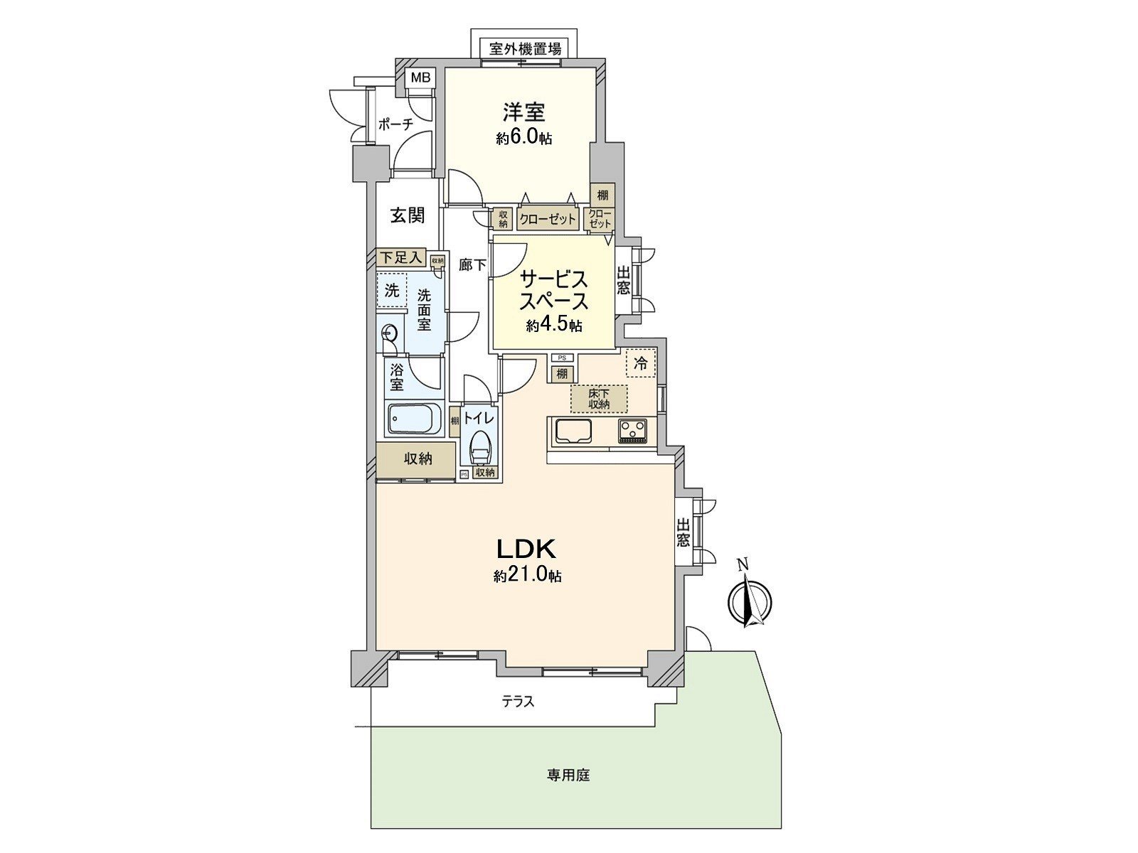 [Floor plan] Exclusive area: 70.08 square meters (about 21.19 tsubo) of/Plan: 1SLDK