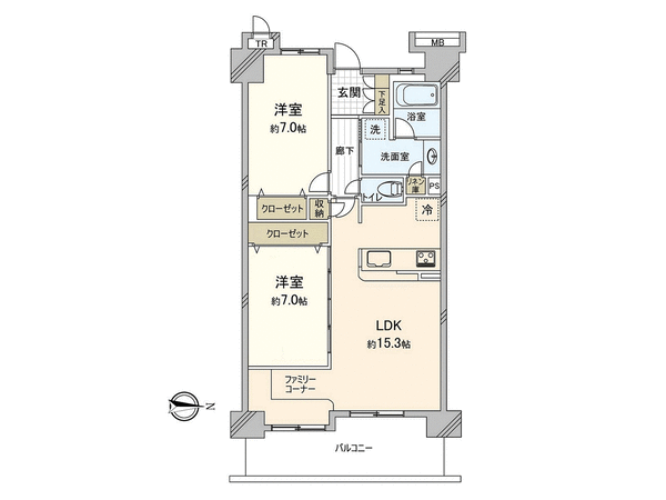[Floor plan] Exclusive area: 63.03 square meters (about 19.06 tsubo) of/Plan: 2LDK