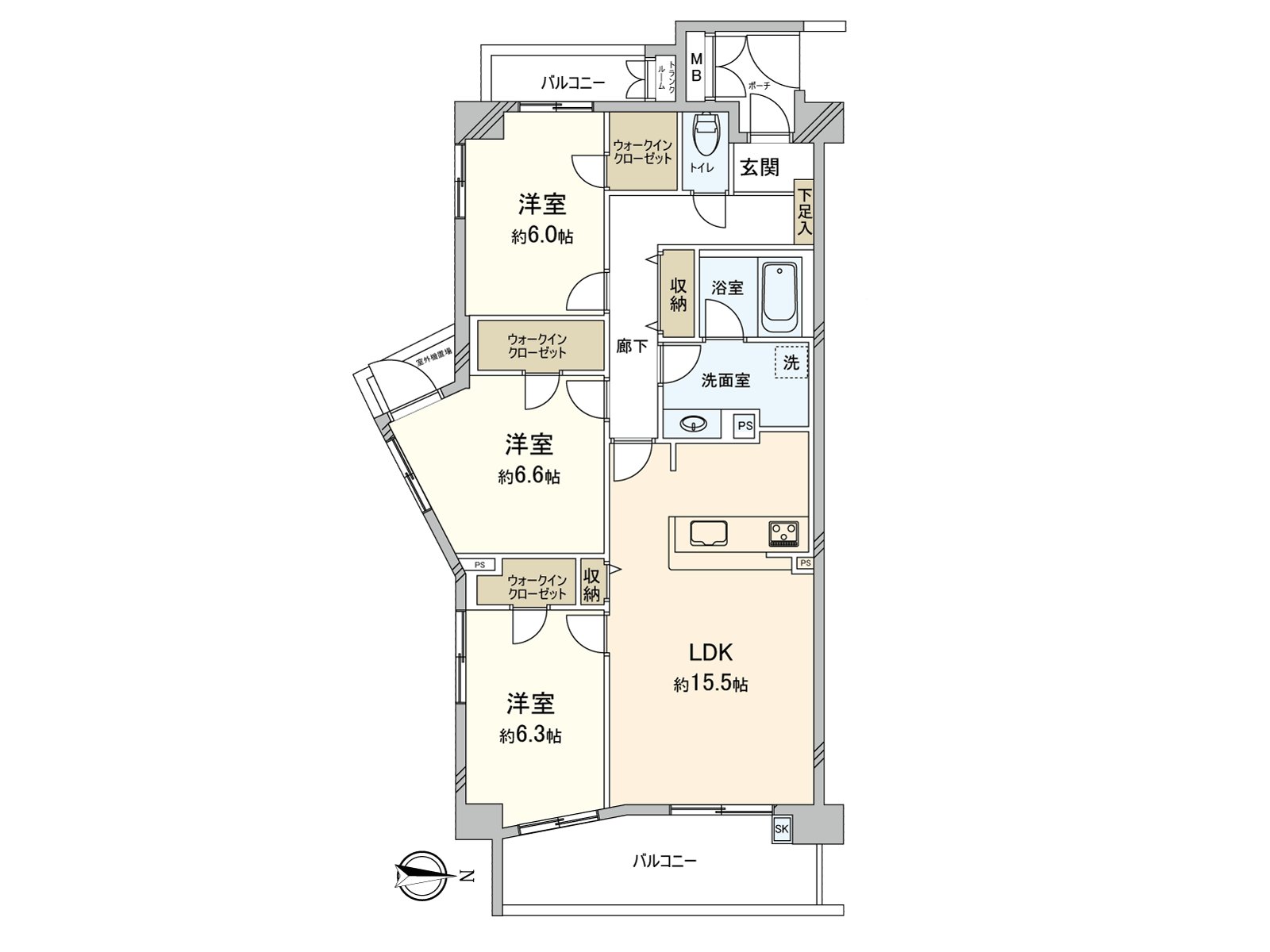 [房型图]实际使用面积：82.50平米(约24.95坪)/房型：3LDK