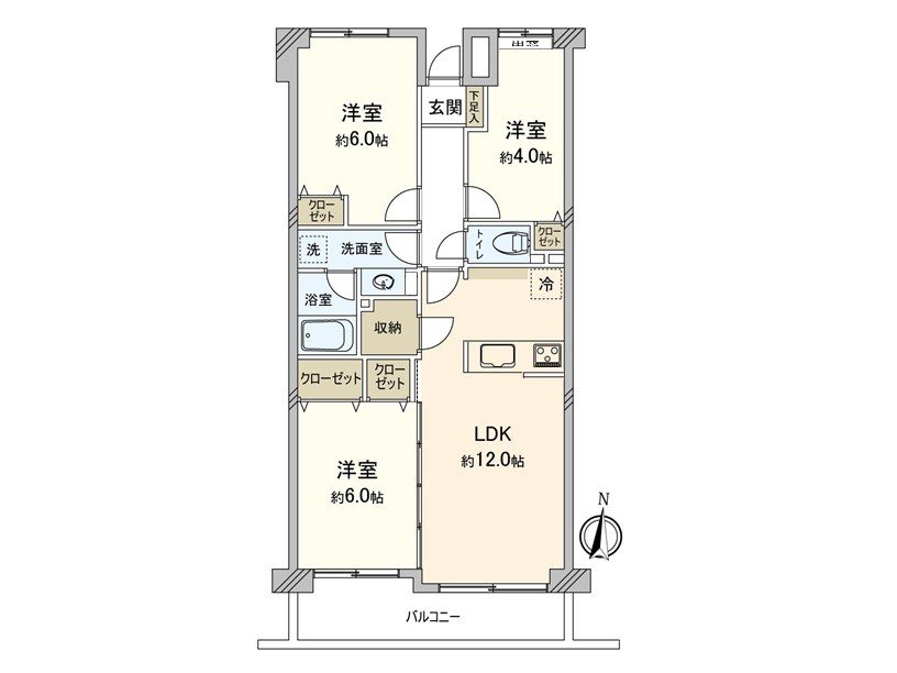 3LDK of the Facing South located in the 2nd floor 6 stories above the ground and 1 story underground. As storage space is in the all rooms, I can use the house space effectively.