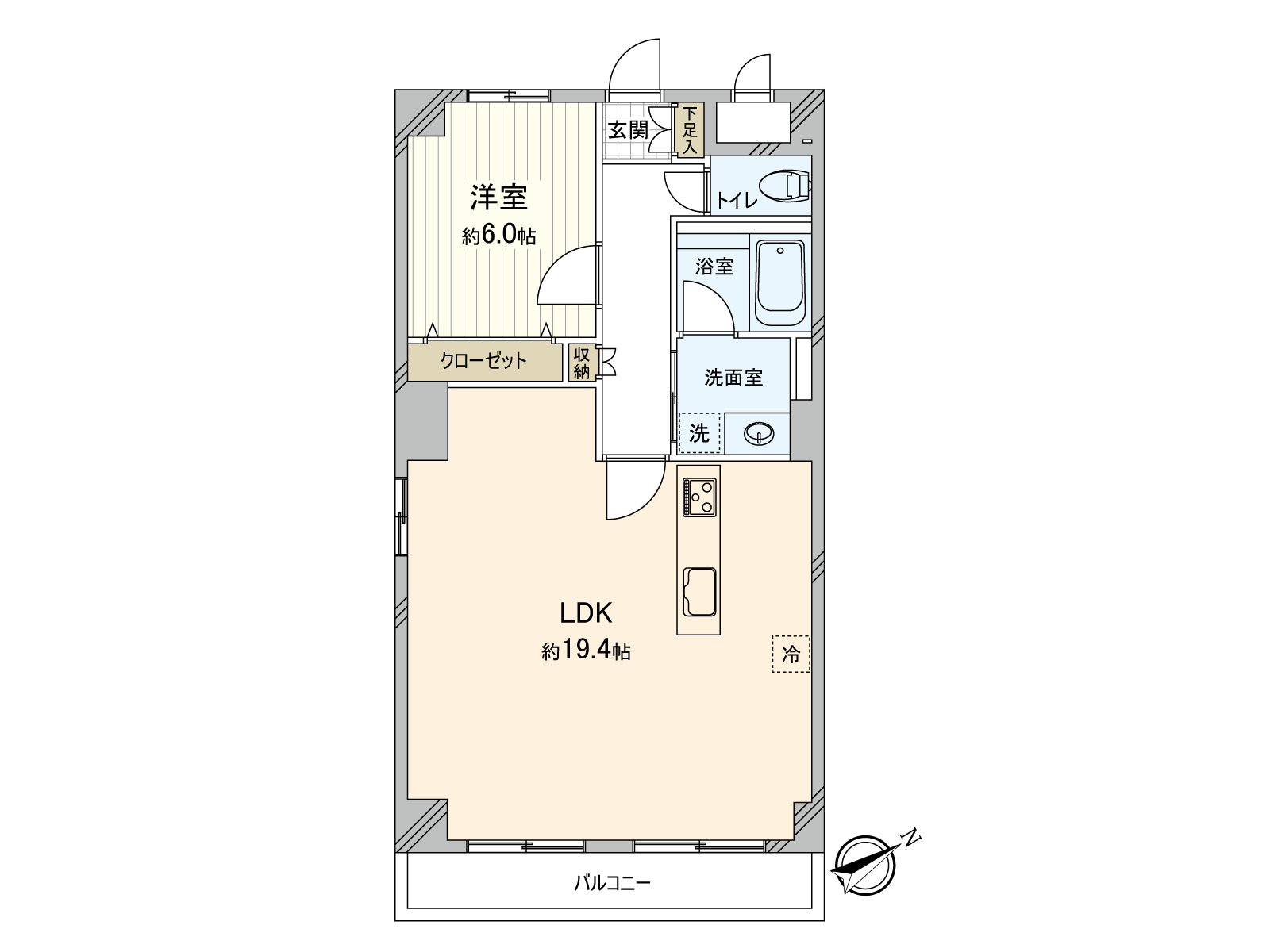 实际使用面积：57.12平米(约17.27坪)/房型：1LDK