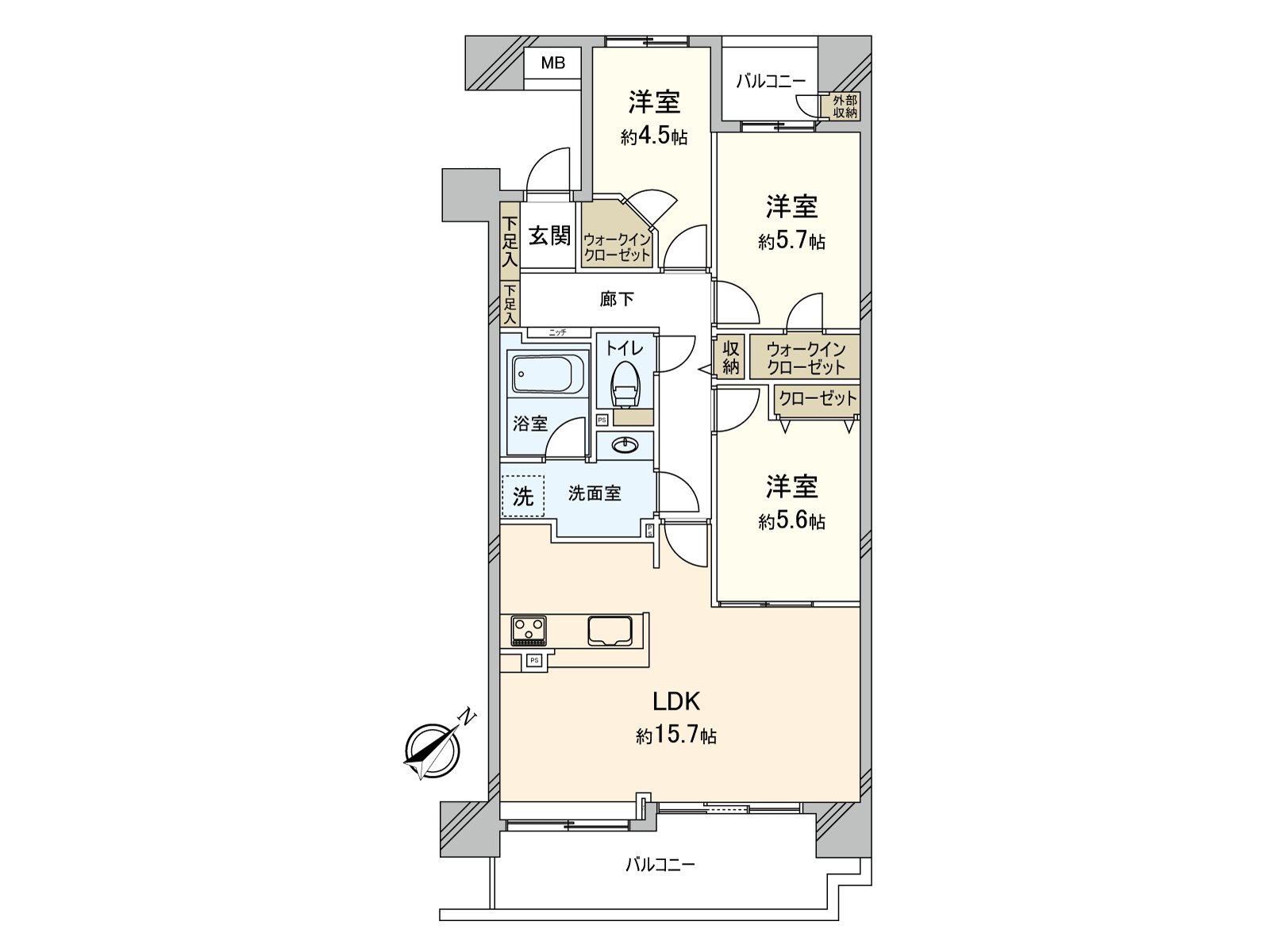 Exclusive area: 76.12 square meters (about 23.02 tsubo) of/Plan: 3LDK