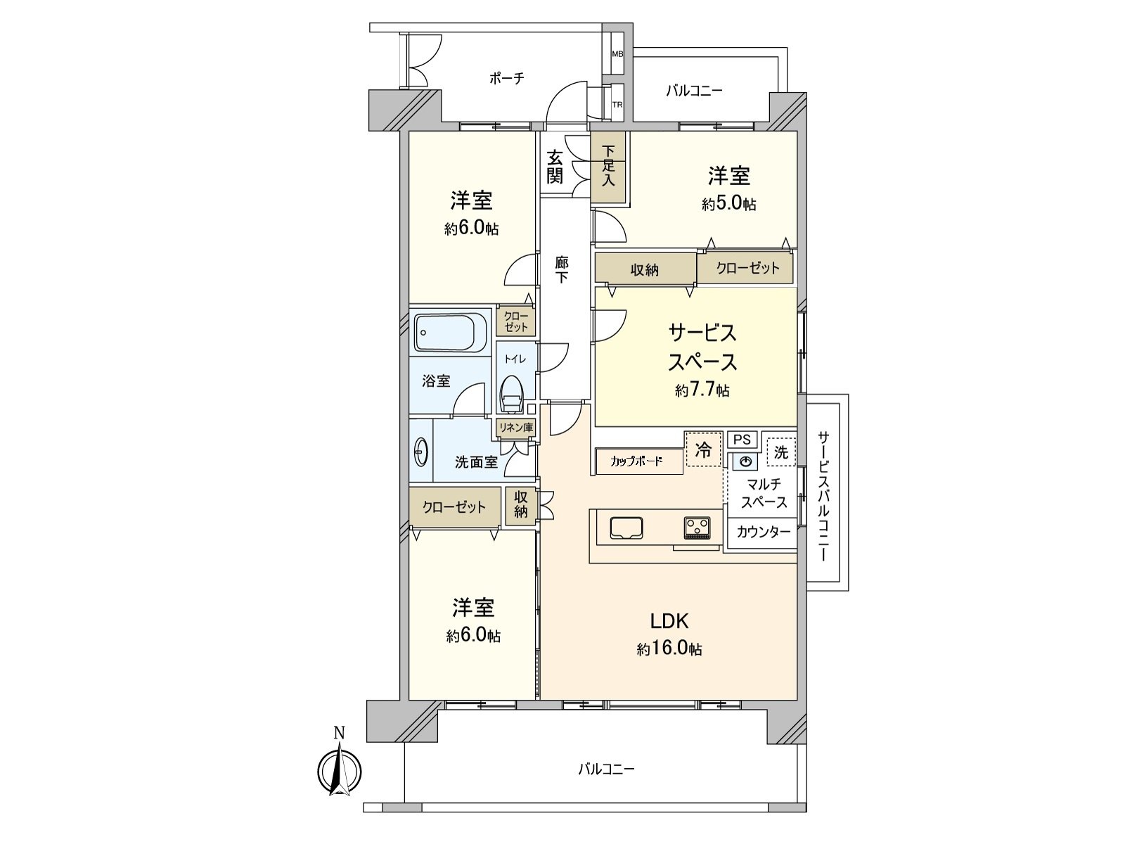 [平面圖]私人使用面積：92.50平方公尺(約27.98坪)/房型：3SLDK