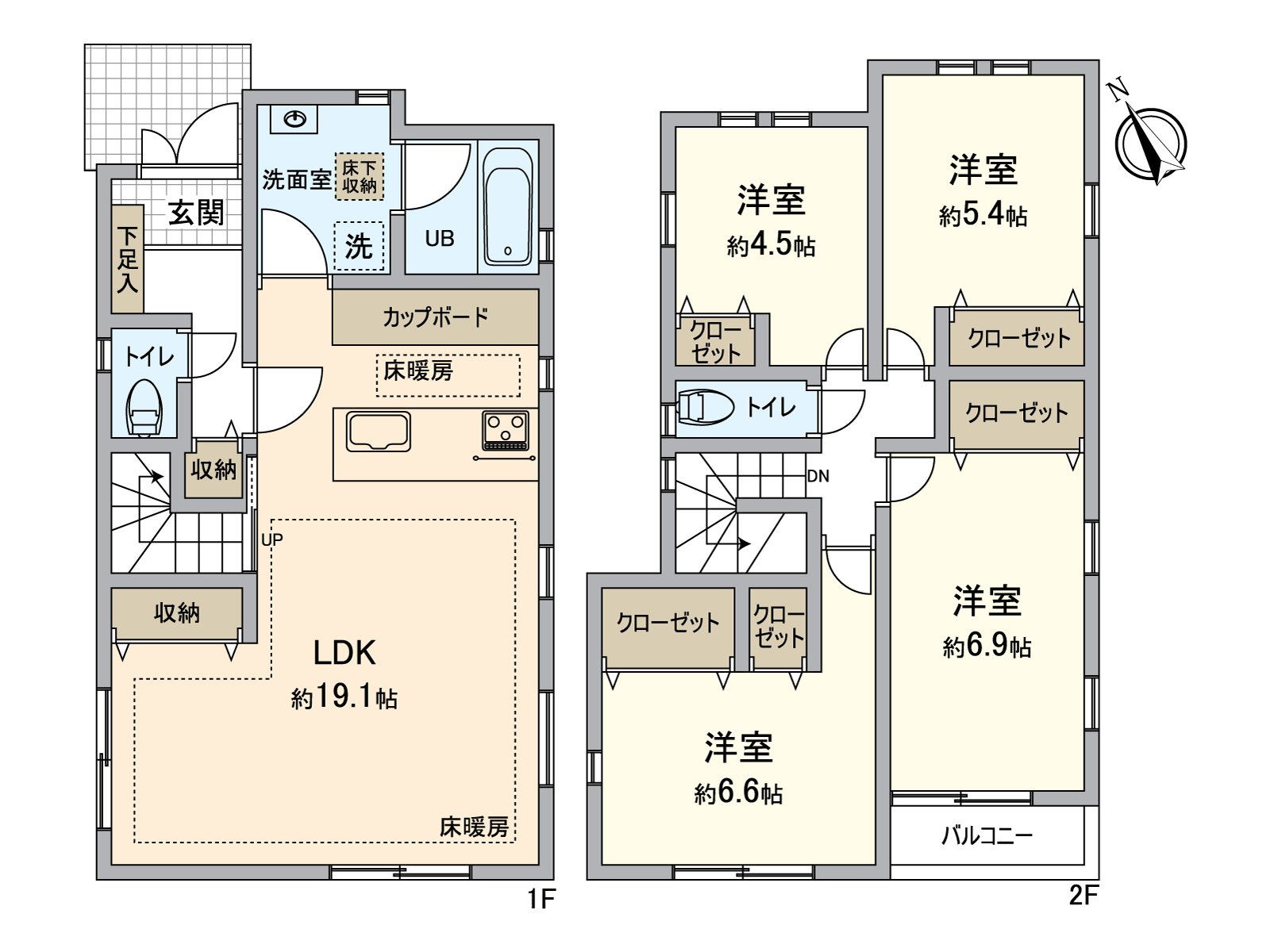 [房型图]建筑面积104.37平米的4LDK的新房独栋住宅