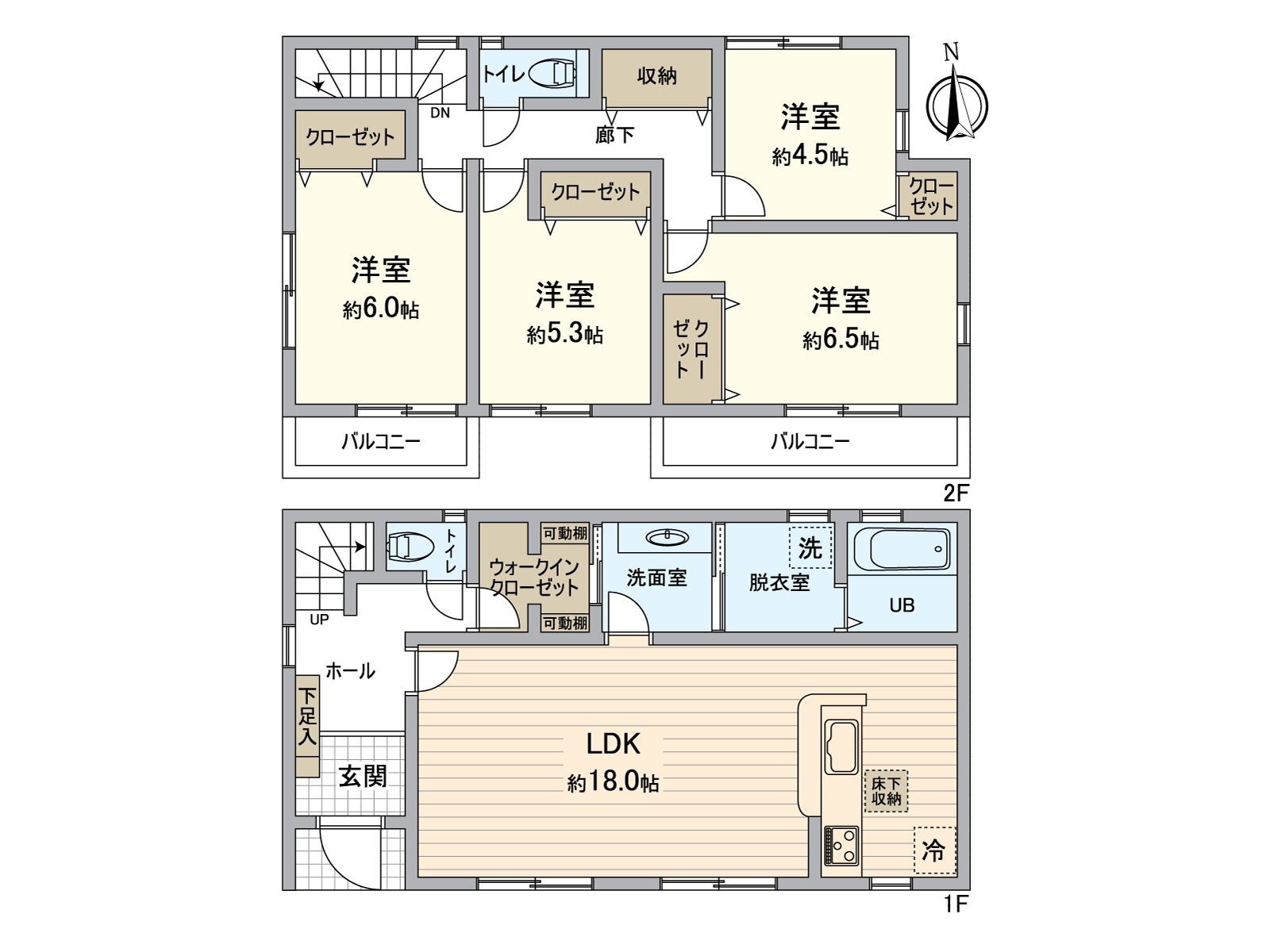 [平面圖]2個地方朝南西陽台有的4LDK