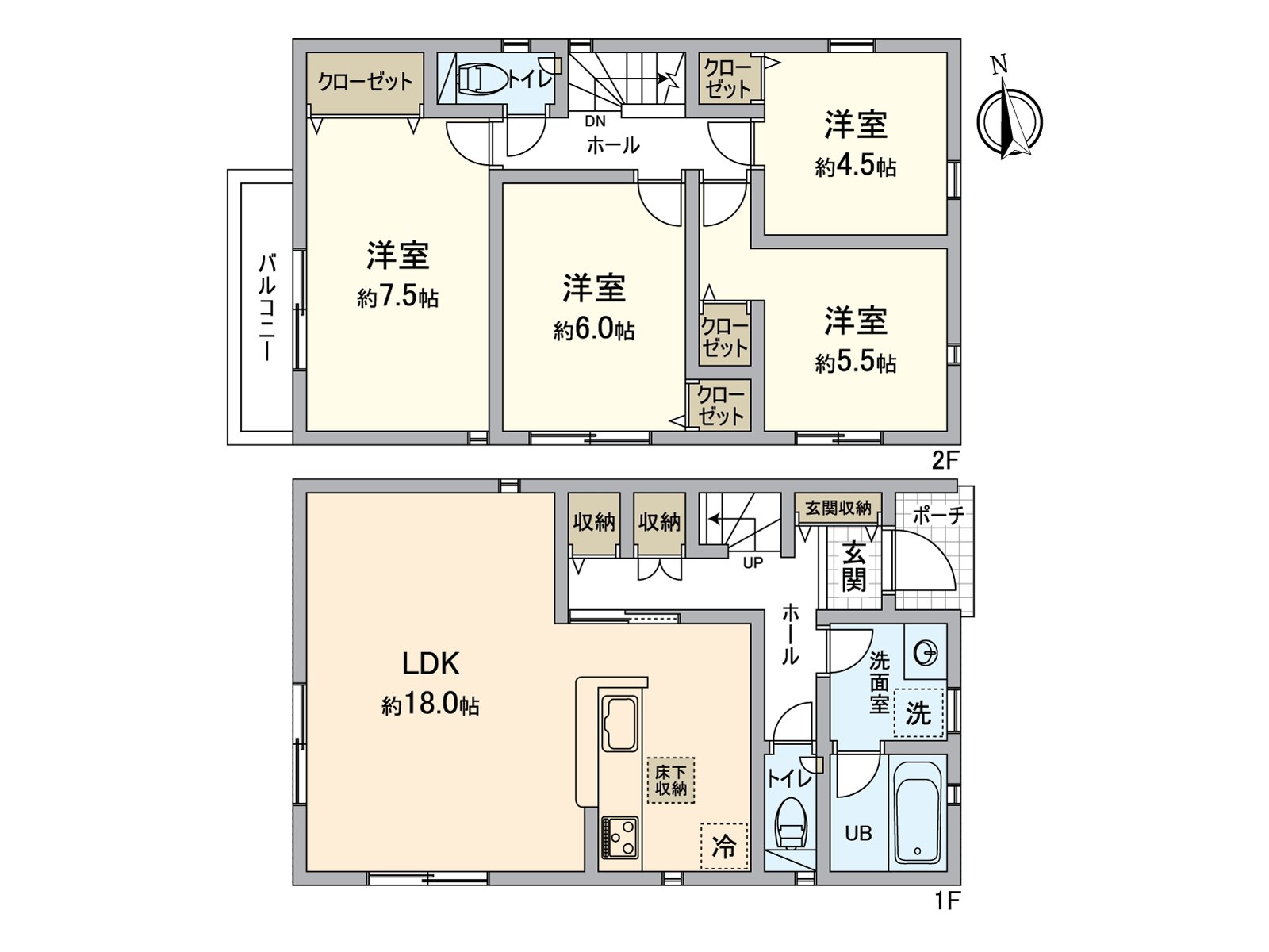 [floor plan] The space where LDK where the family relaxed was extensive to about 18 tatami